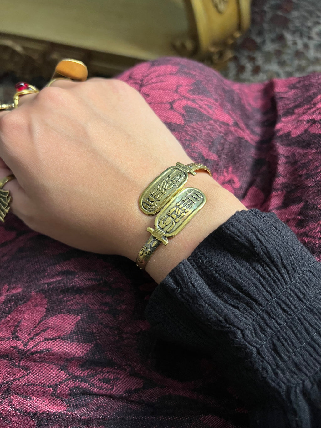 Hieroglyphic Brass Bracelet