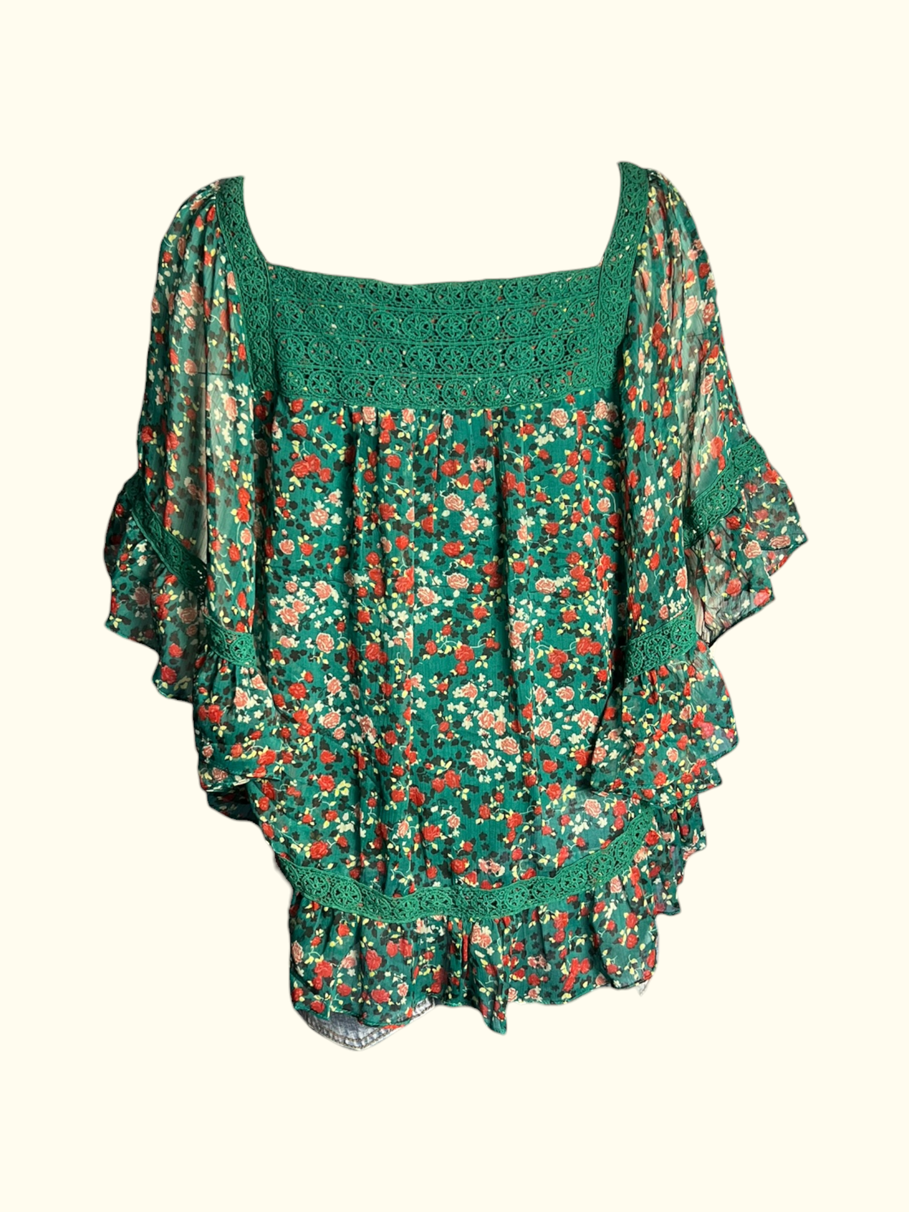 Floral Flowy Green Top (XL)