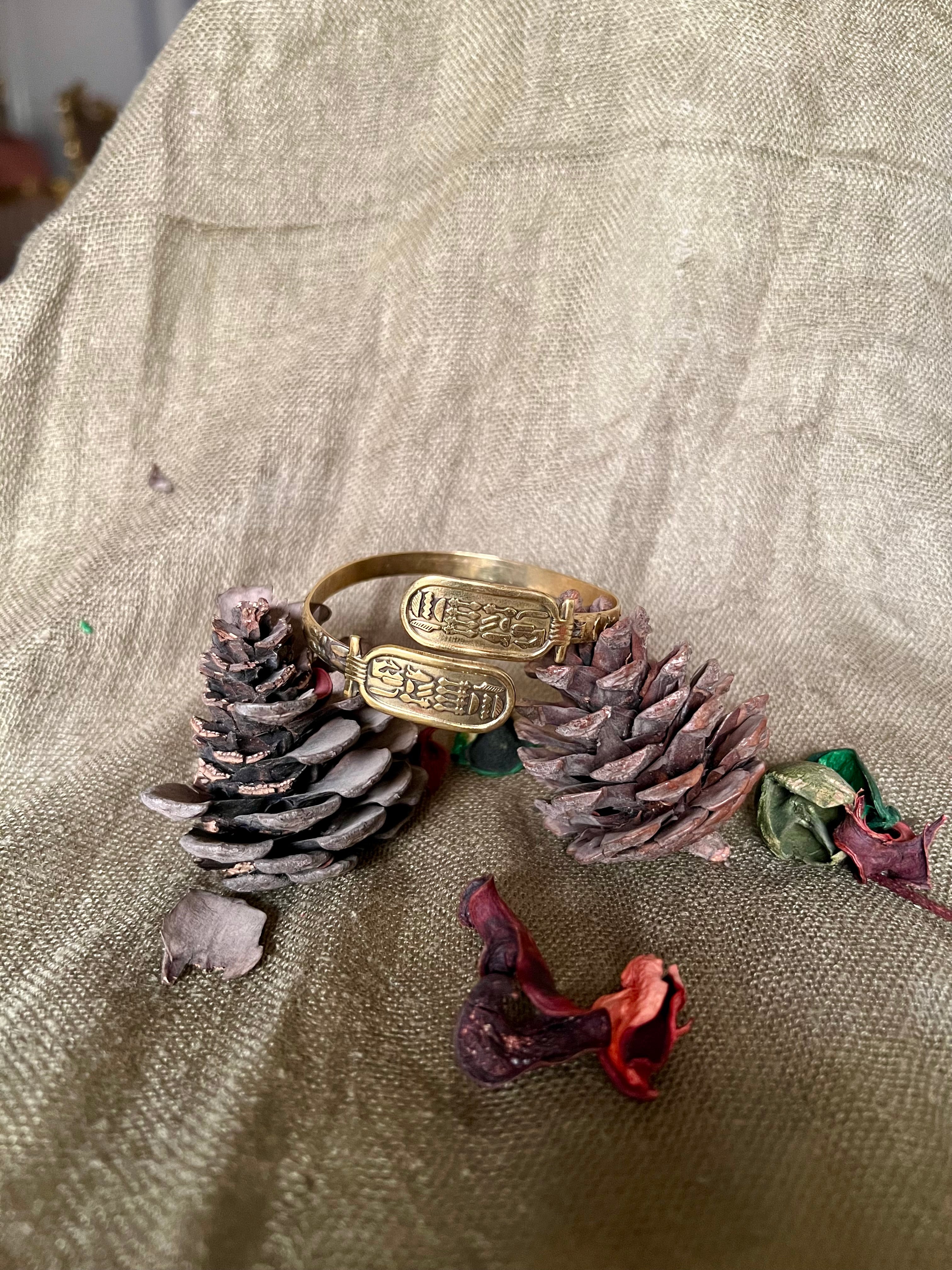 Hieroglyphic Brass Bracelet
