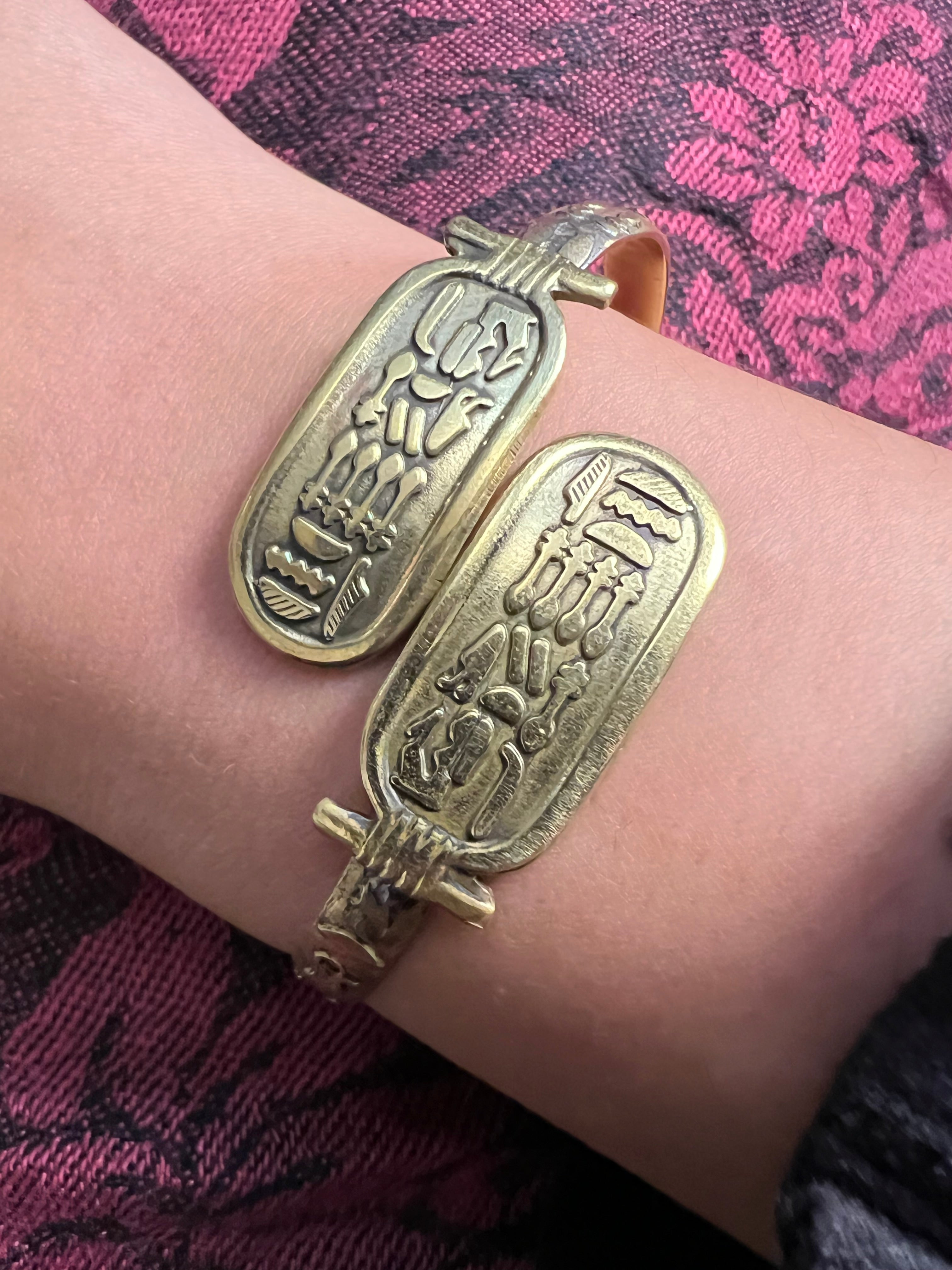 Hieroglyphic Brass Bracelet