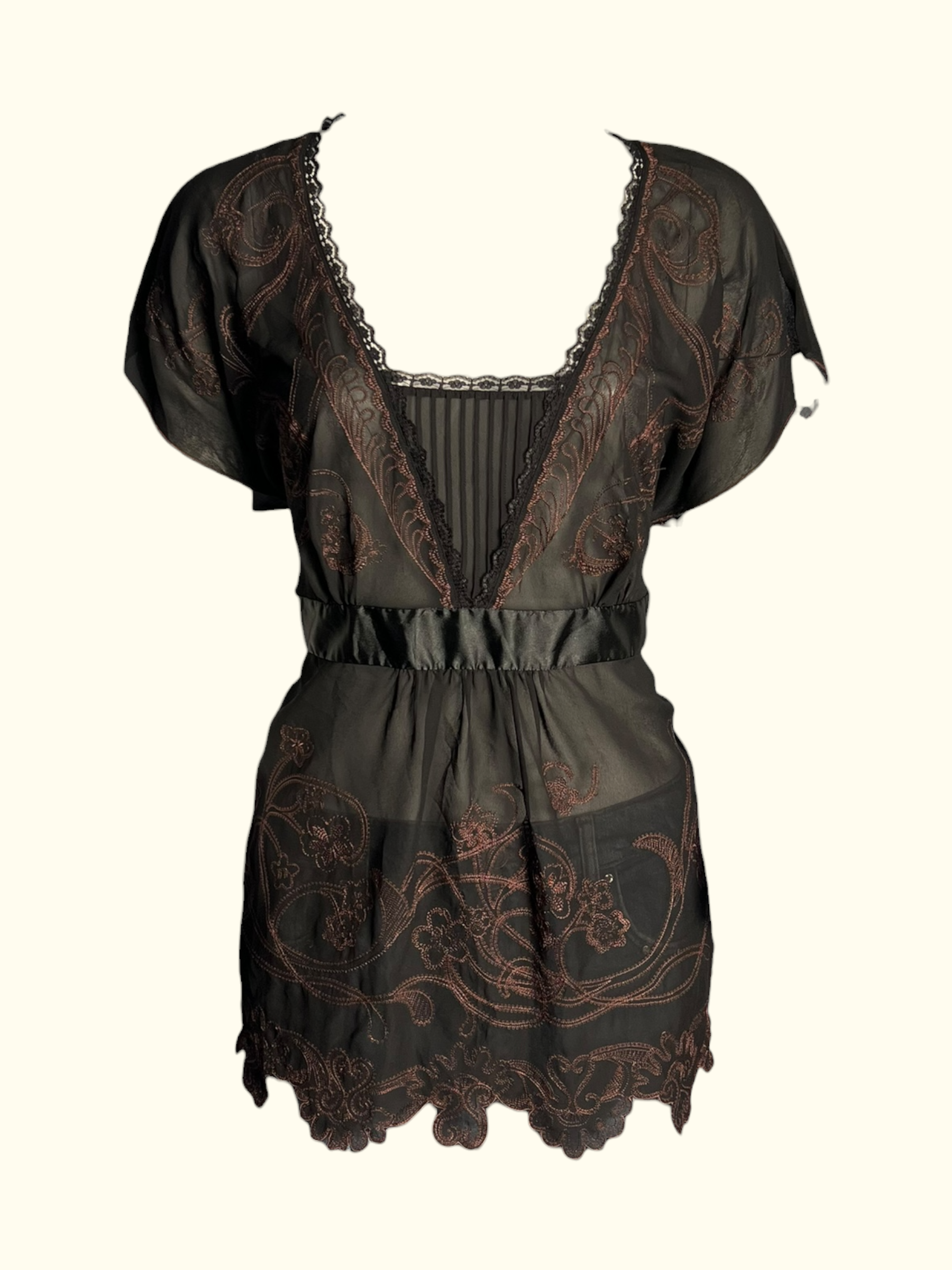 Sheer Black Patterned Blouse (XL-XXL)