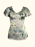 Satin Blue Floral Top (M)