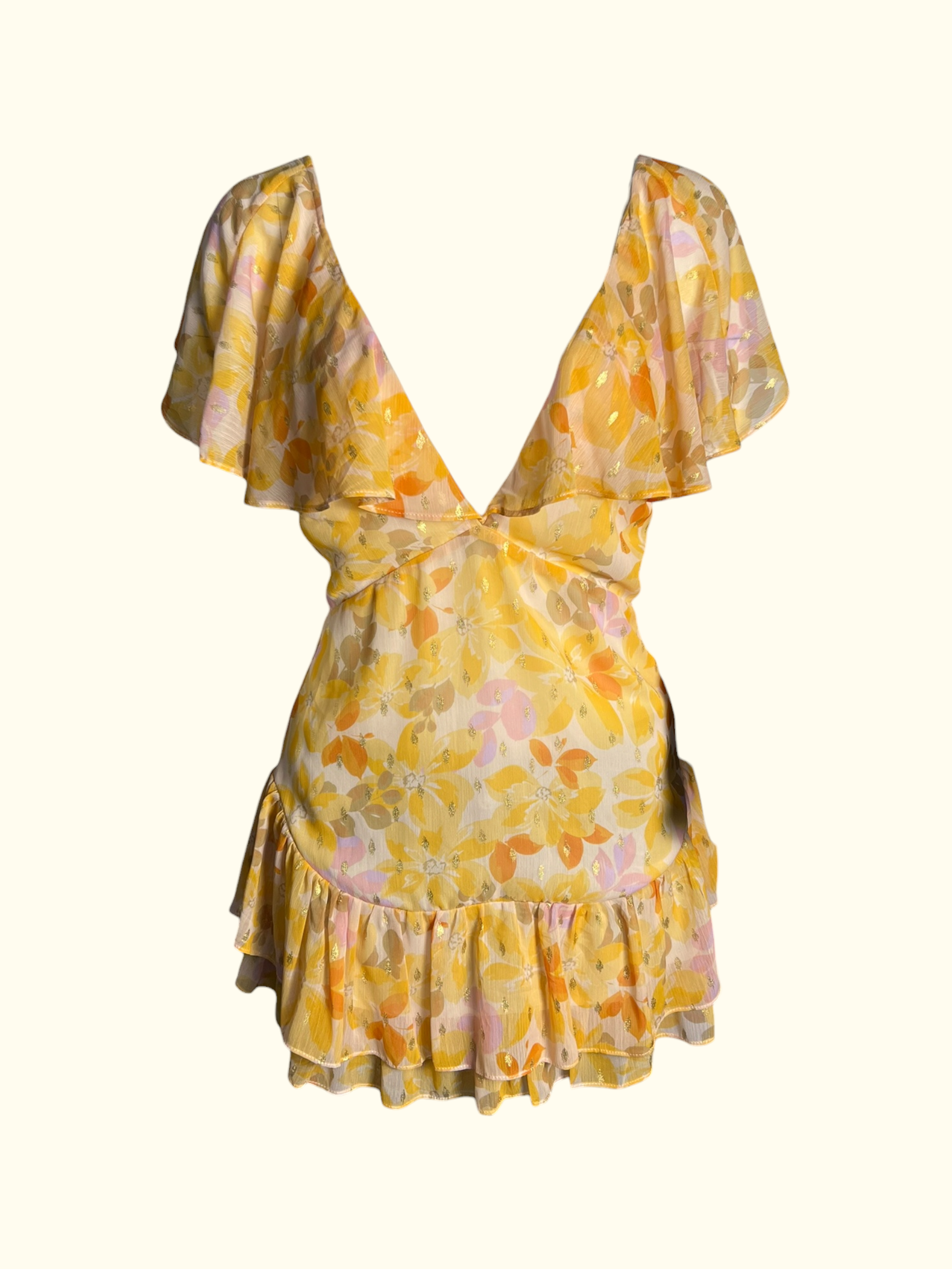 Floral Yellow Flowy Top (S-M)