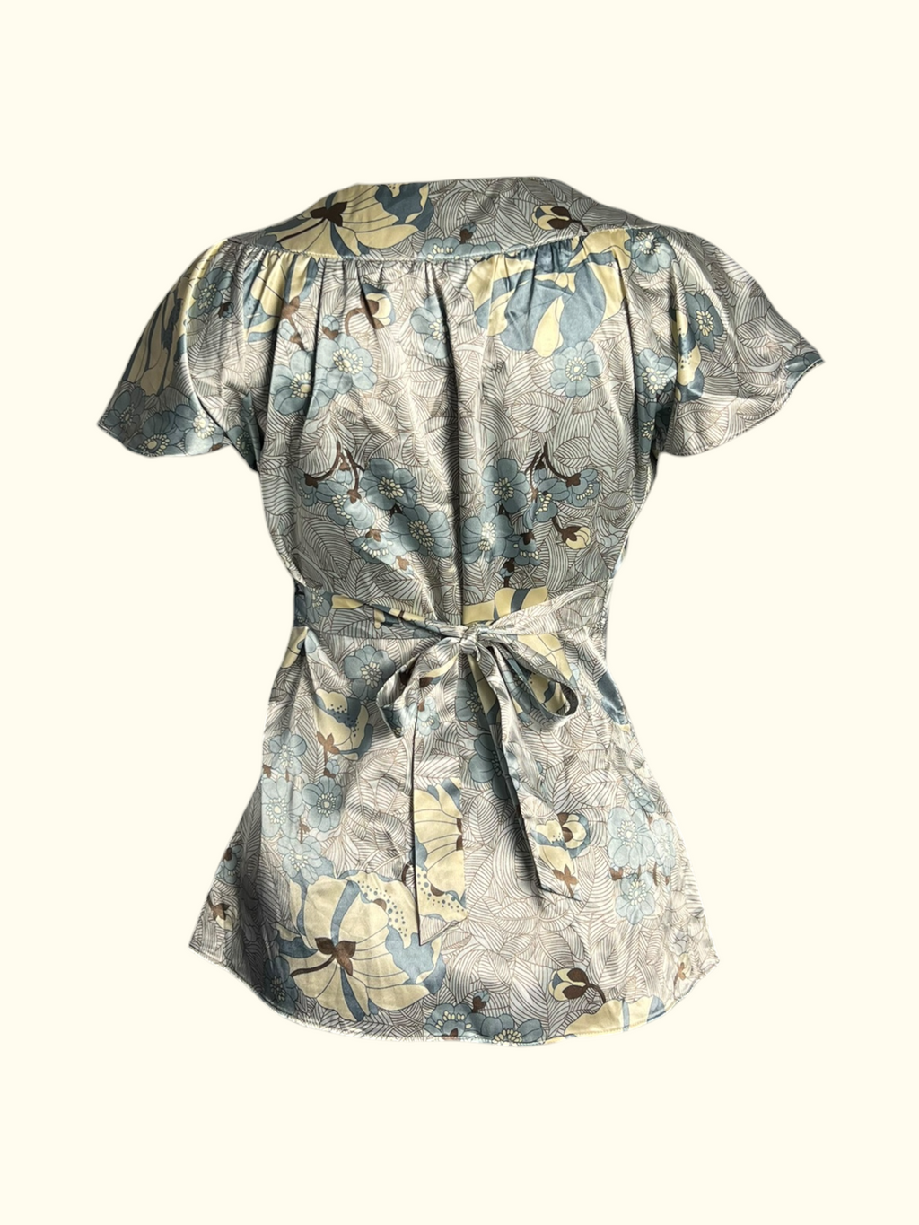 Satin Blue Floral Top (M)