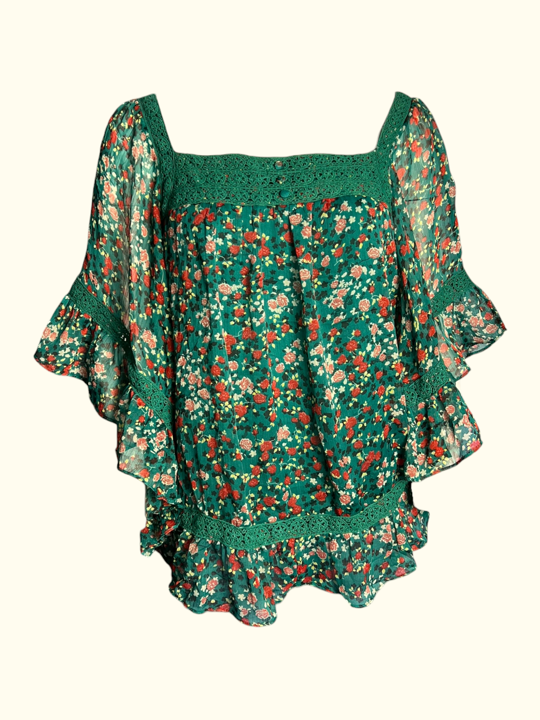 Floral Flowy Green Top (XL)