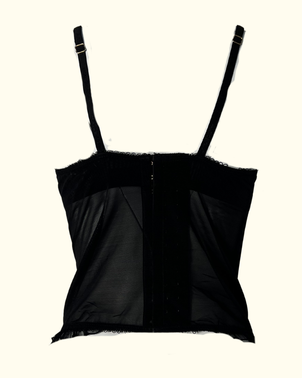 Black Lace Polkadot Corset Top