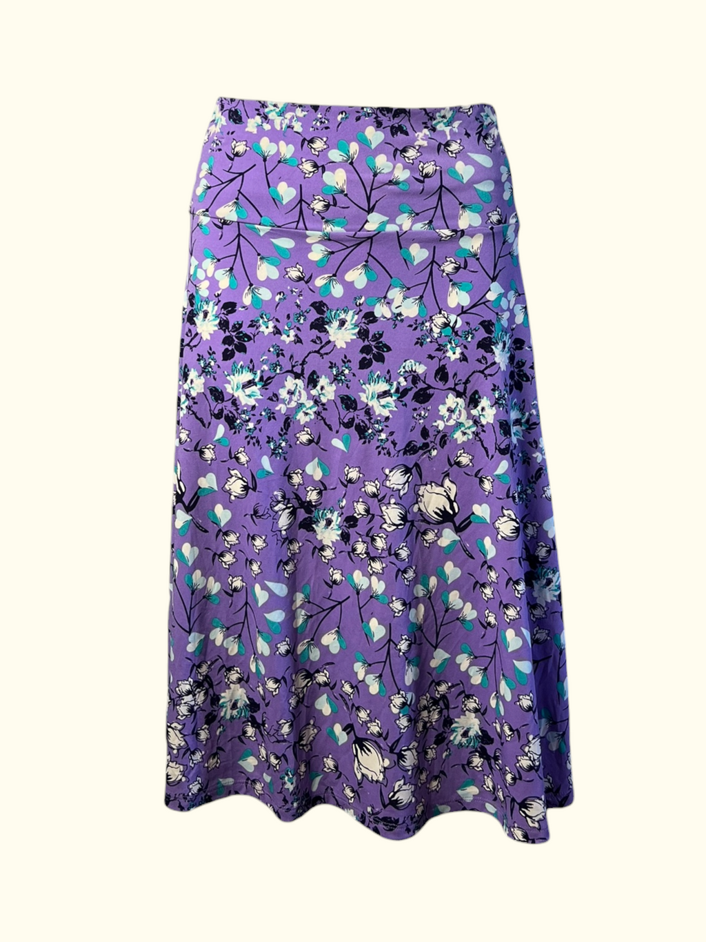 Purple Floral Midi Skirt (L)