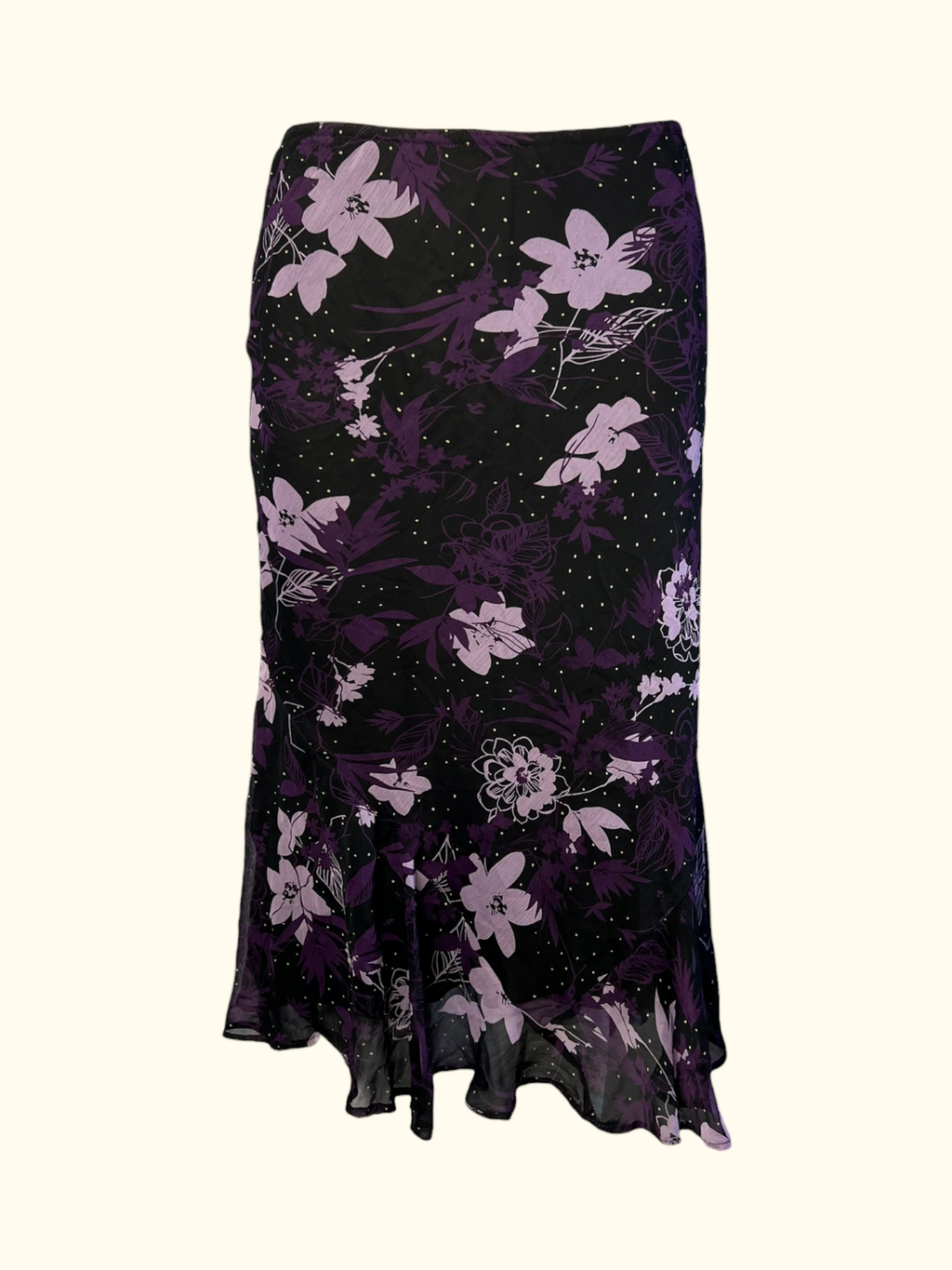 Purple Floral Patterned Midi Skirt (L-XL)