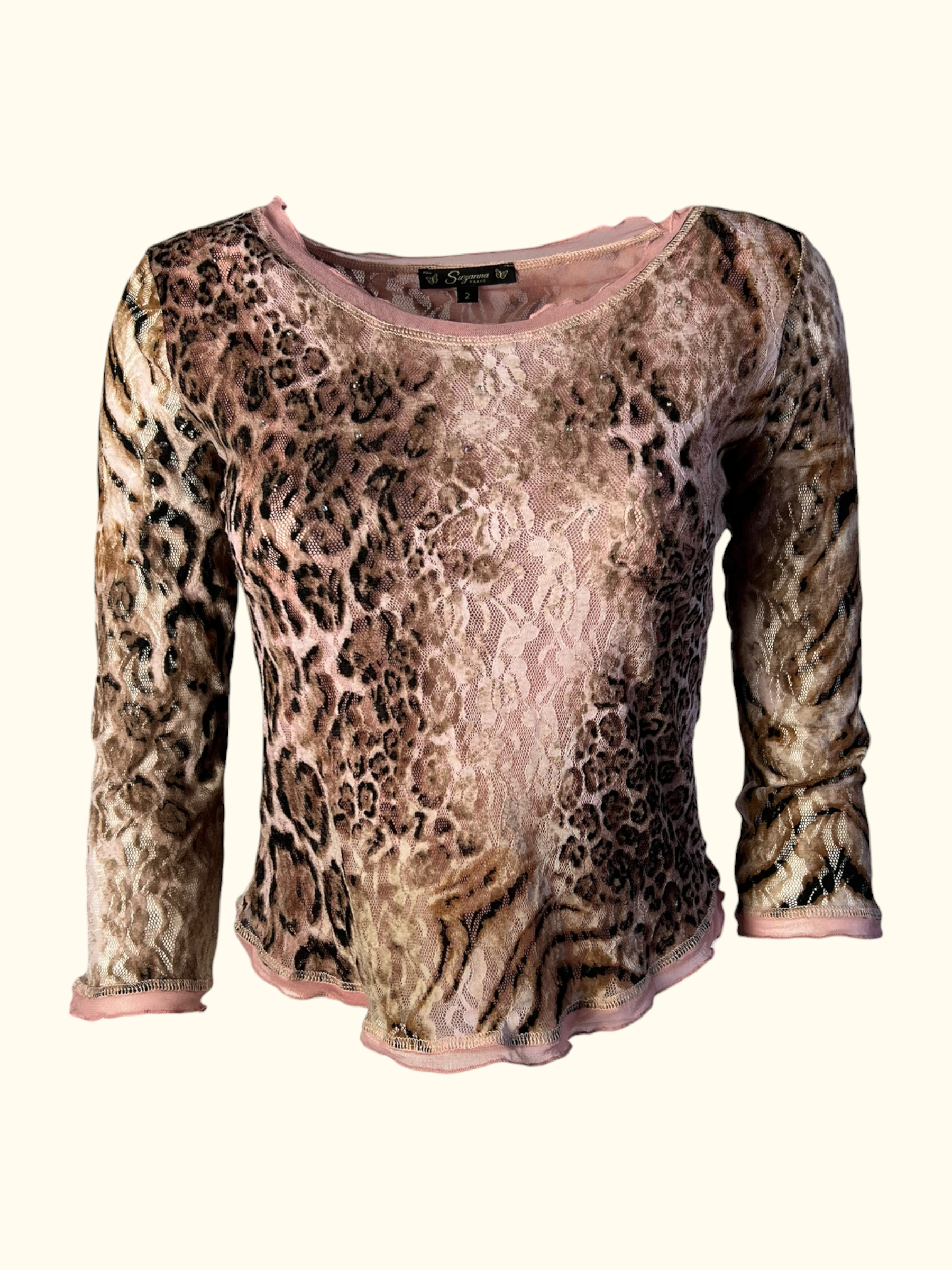 Pink & Brown Animal Print Blouse (S-M)
