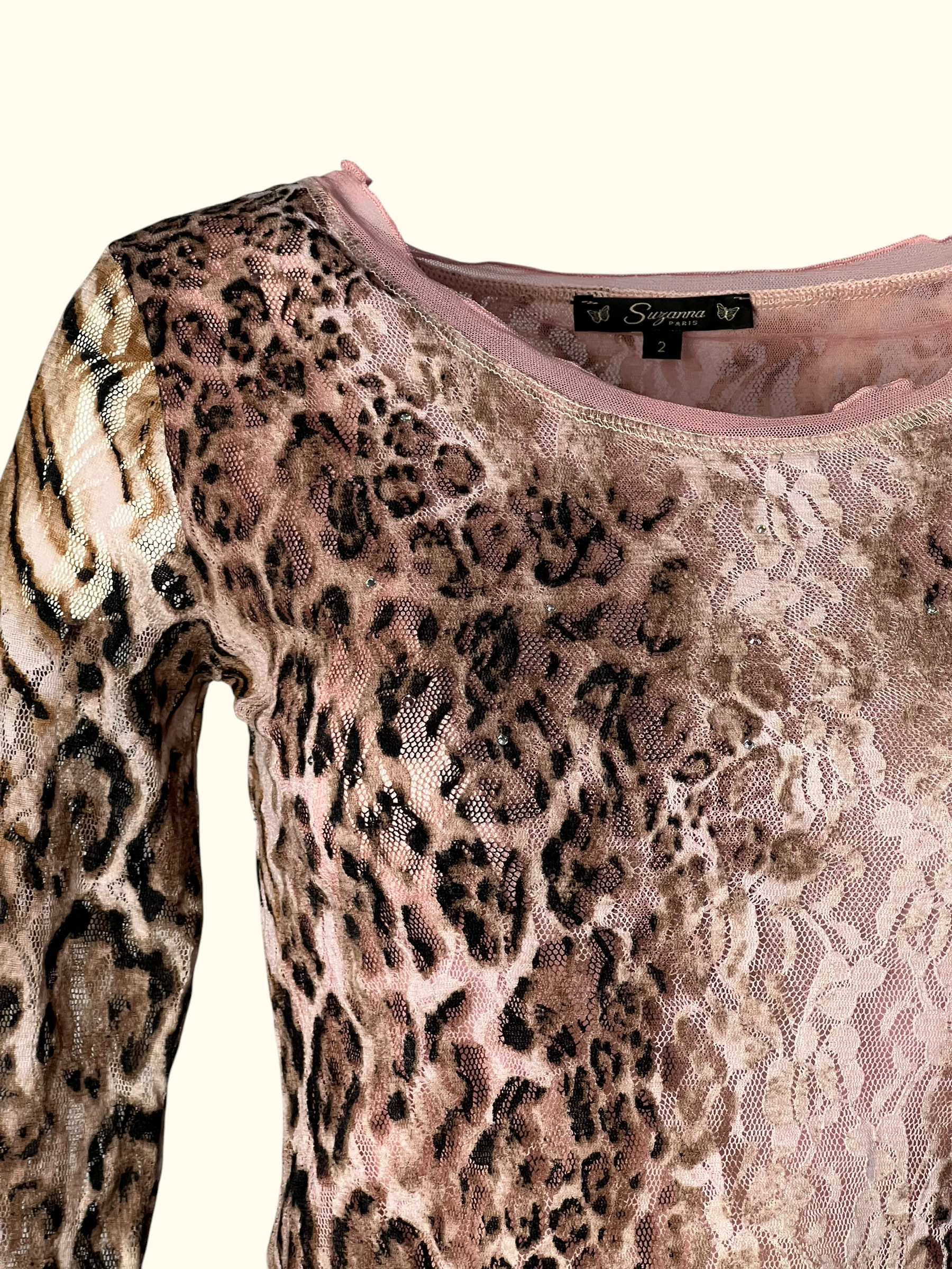 Pink & Brown Animal Print Blouse (S-M)