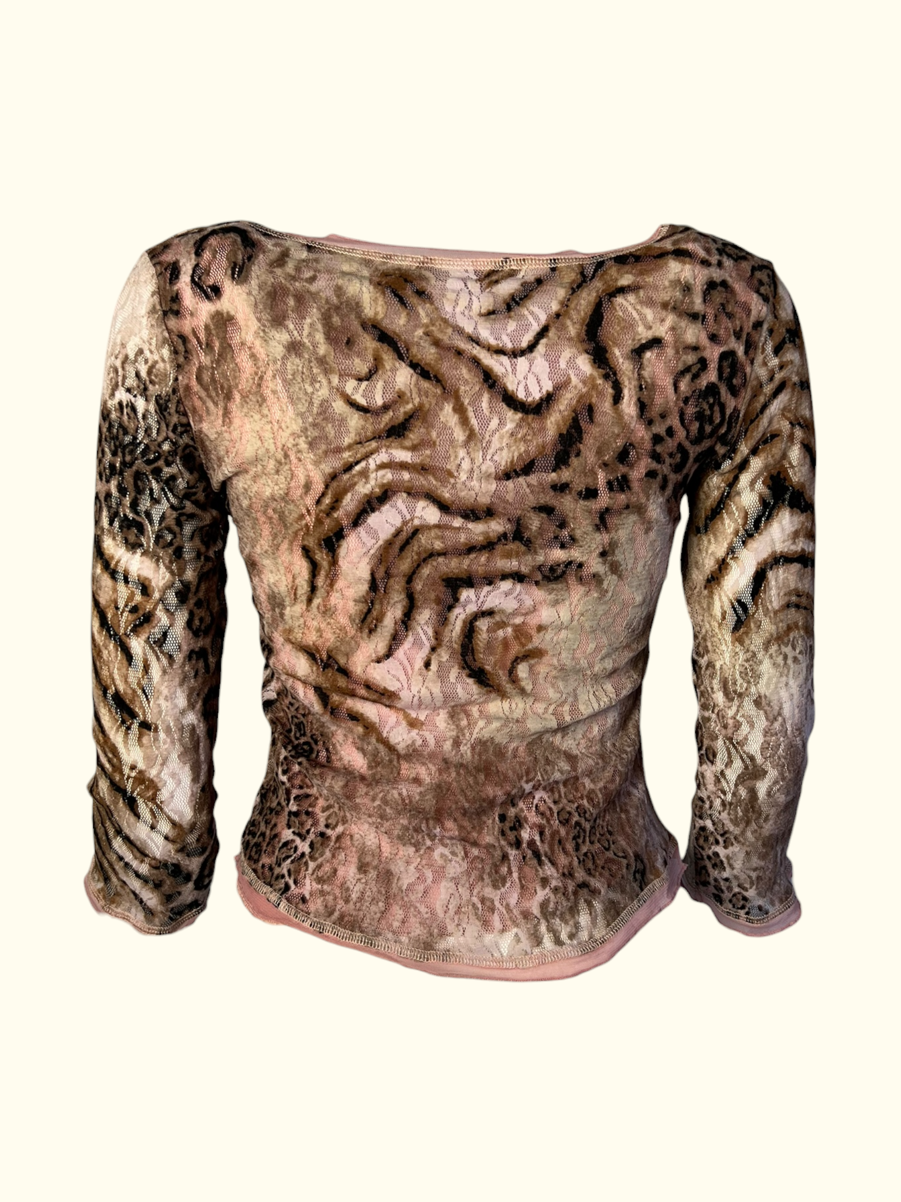 Pink & Brown Animal Print Blouse (S-M)