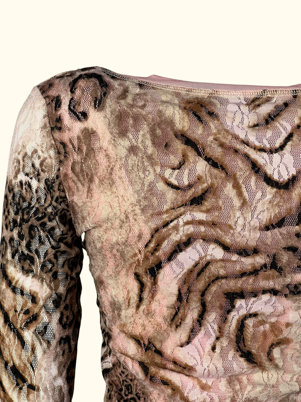 Pink & Brown Animal Print Blouse (S-M)