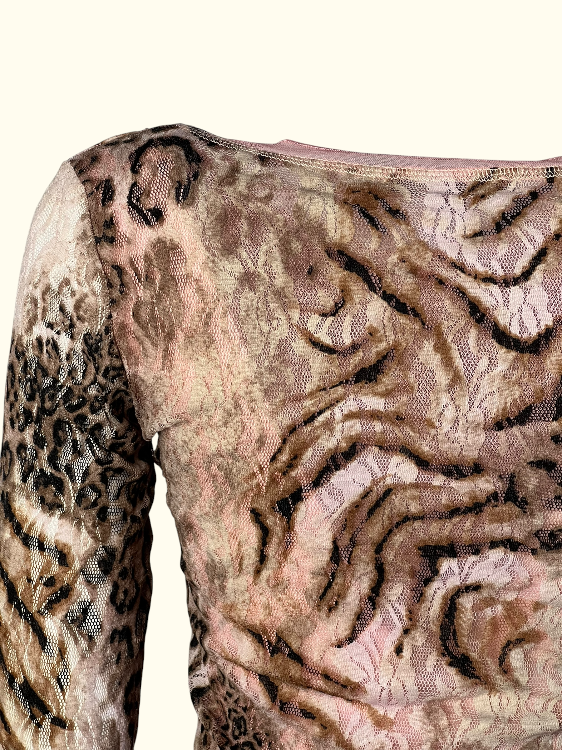 Pink & Brown Animal Print Blouse (S-M)