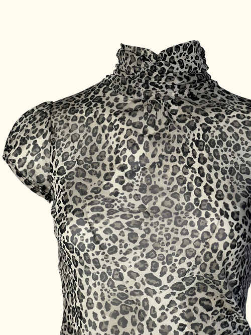 Animal Print Sheer Blouse (M)