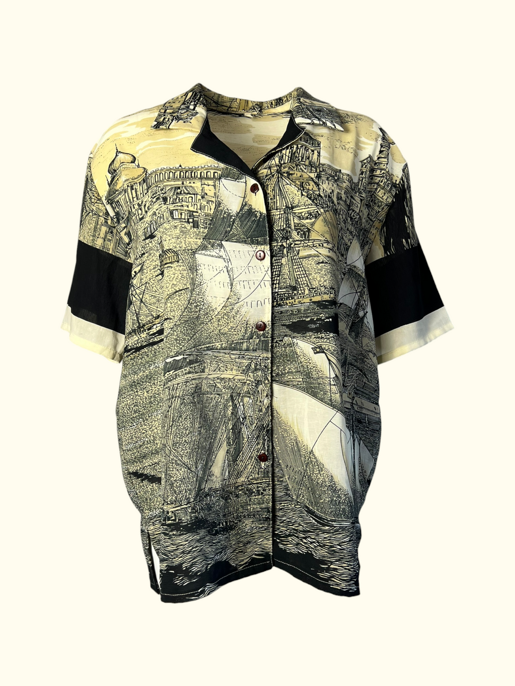 Vintage Postcard Print Shirt (XL-XXL)