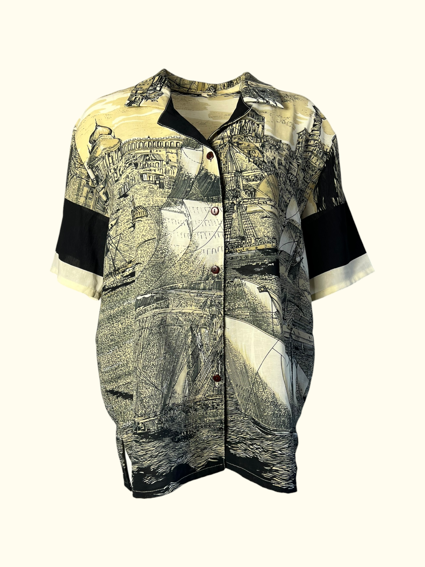 Vintage Postcard Print Shirt (XL-XXL)