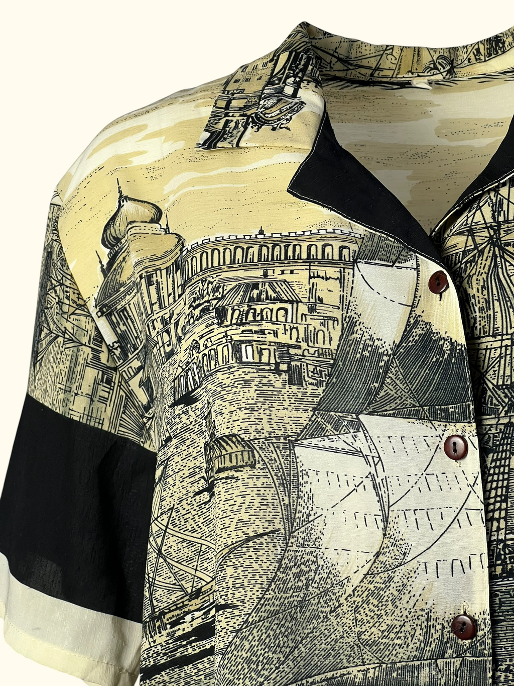 Vintage Postcard Print Shirt (XL-XXL)