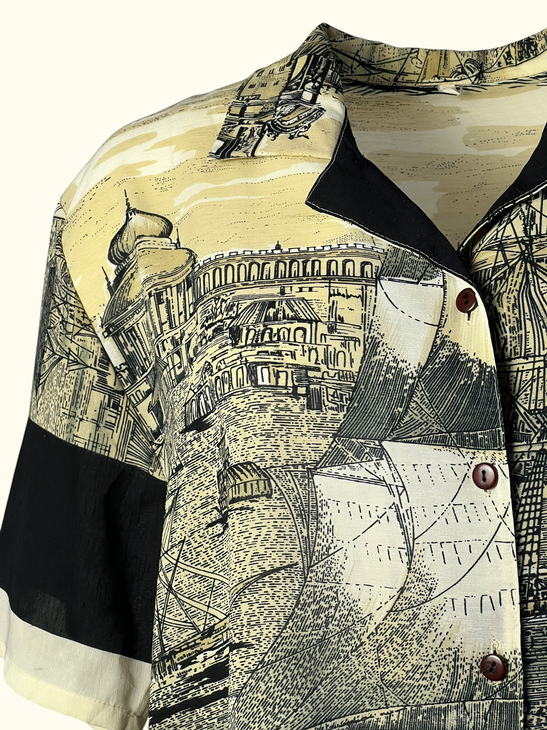 Vintage Postcard Print Shirt (XL-XXL)