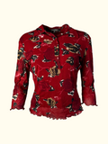 Red Floral Patterned Blouse (L-XL)