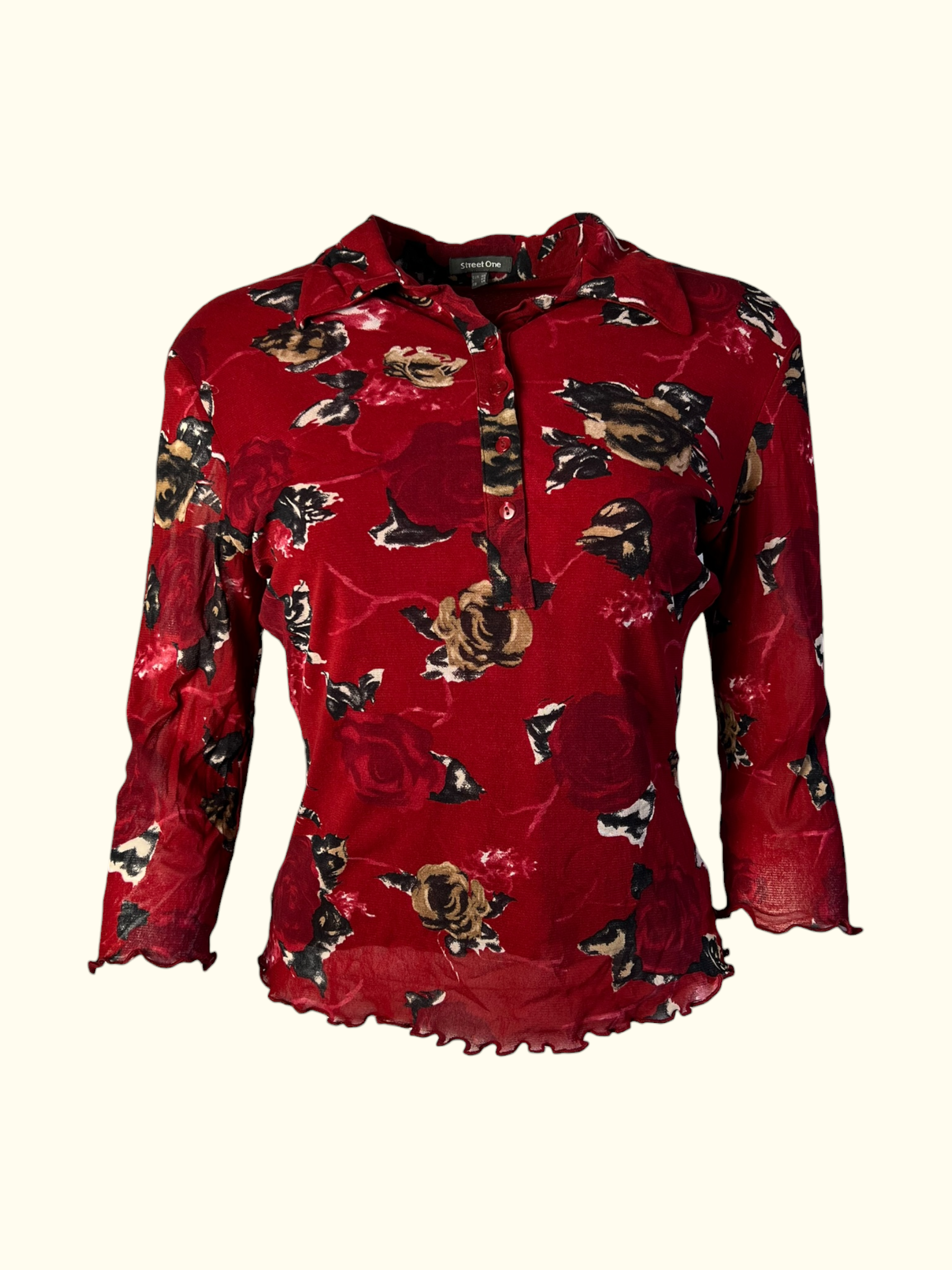 Red Floral Patterned Blouse (L-XL)