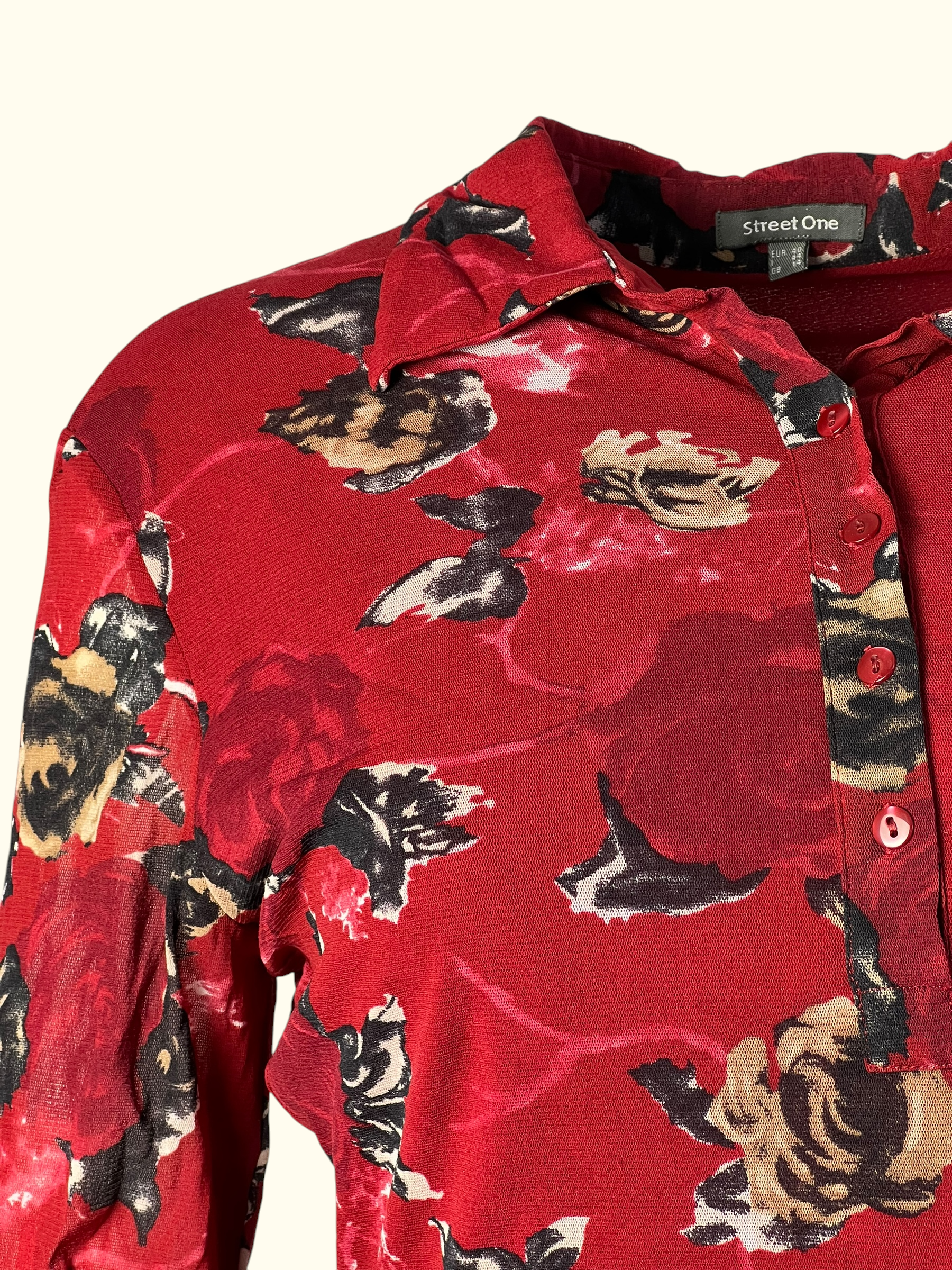 Red Floral Patterned Blouse (L-XL)