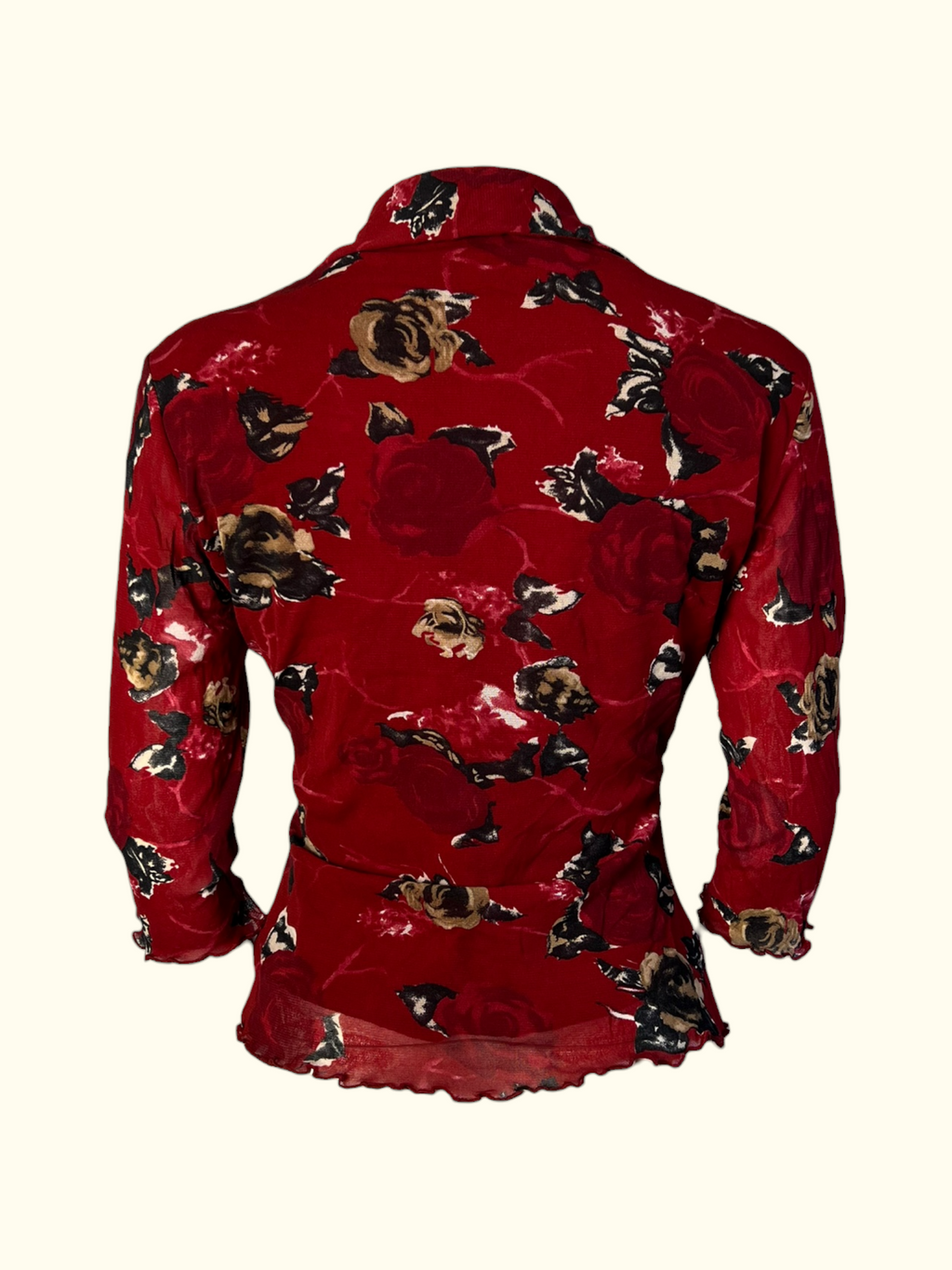 Red Floral Patterned Blouse (L-XL)
