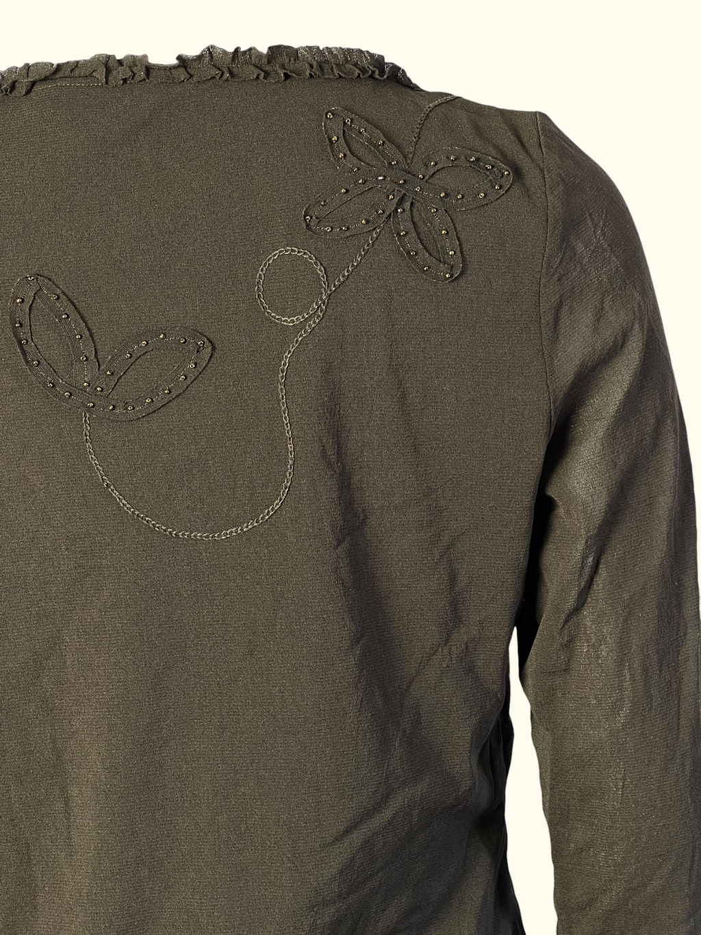 Brown Butterfly Stitching Blouse (L-XL)