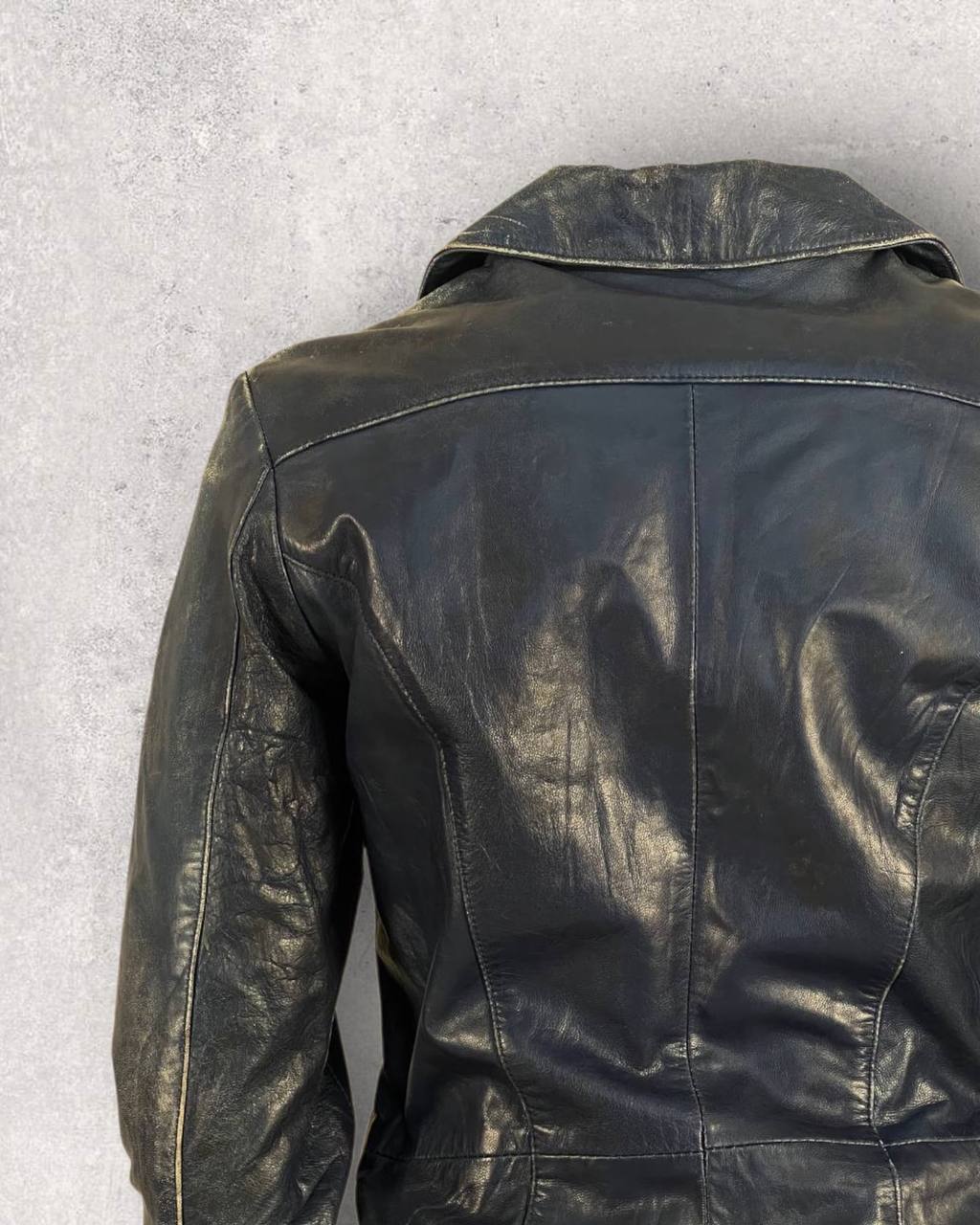 Vintage Bershka Navy Leather Coat (XS-S)