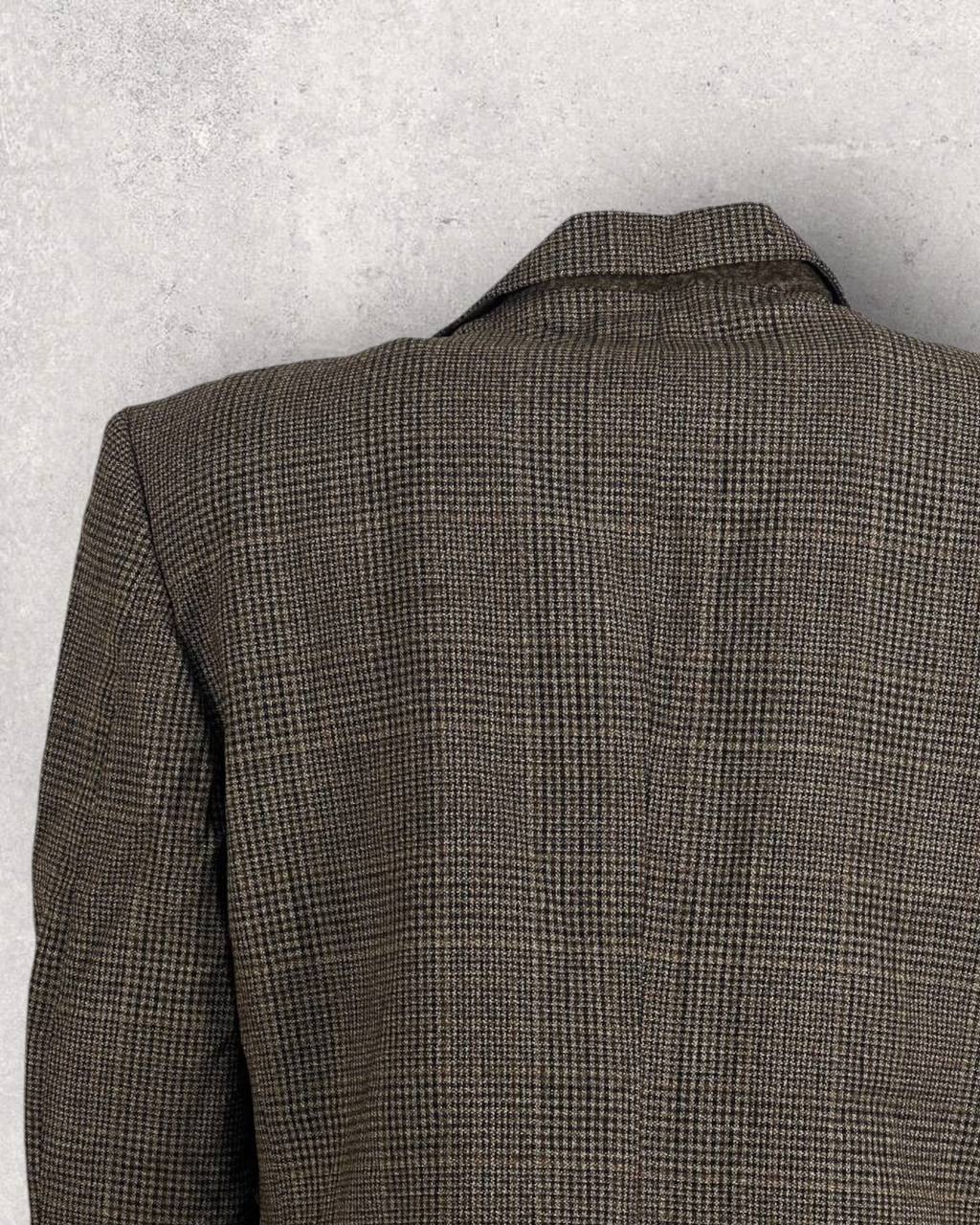 Checkered Brown Wool Blazer (L-XL)
