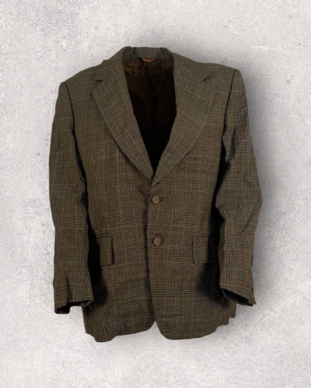 Checkered Brown Wool Blazer (L-XL)