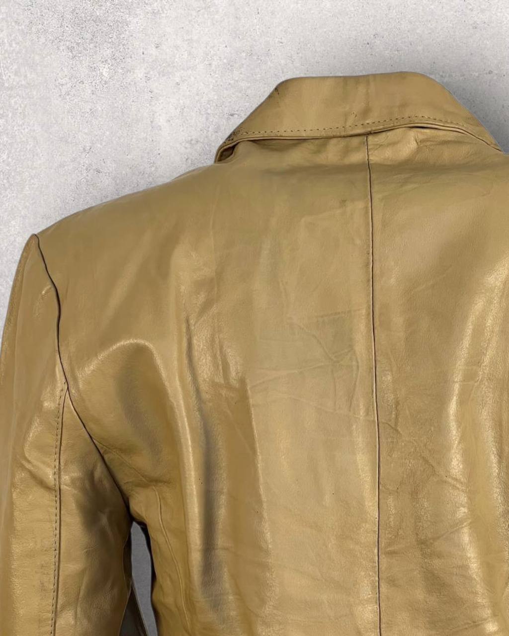 Vintage Mustard Leather Zip Jacket (S-M)
