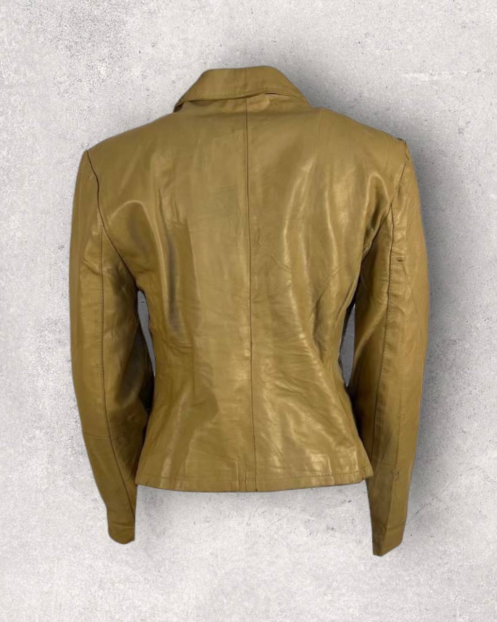 Vintage Mustard Leather Zip Jacket (S-M)