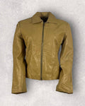Vintage Mustard Leather Zip Jacket (S-M)