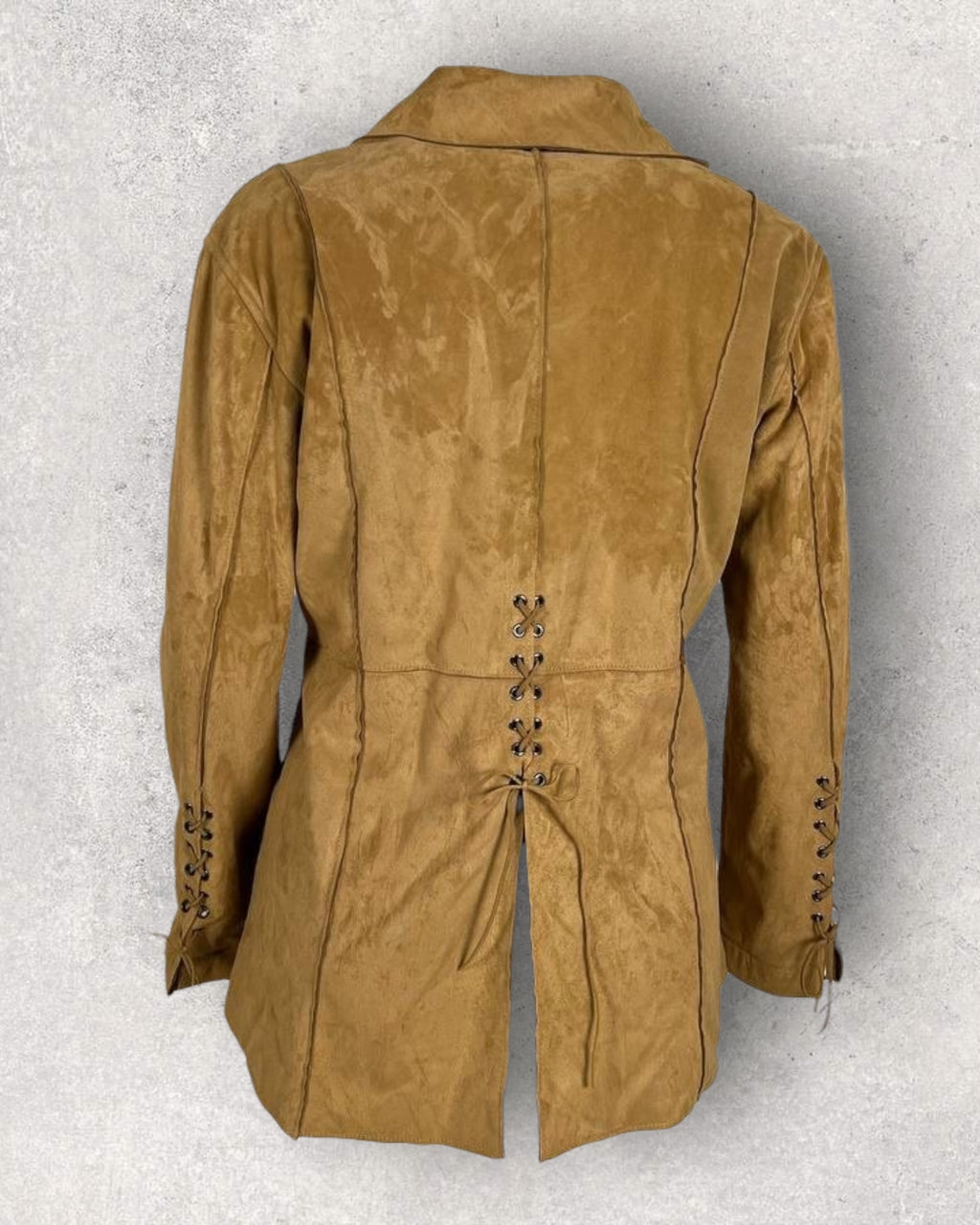 Faux Suede Criss Cross Camel Jacket (M-L)