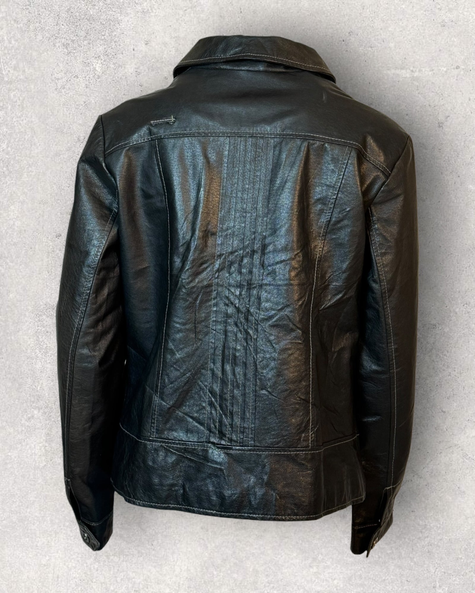 Jet-Black Biker Jacket (S-M)