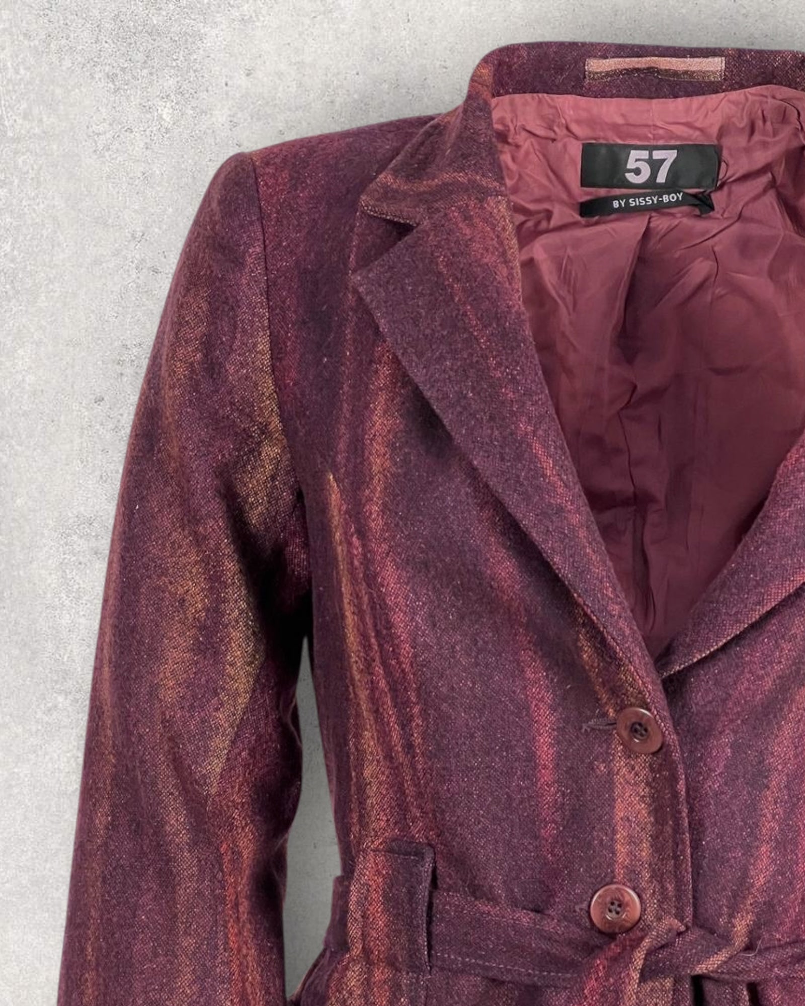 Burnt Ruby Wool Blend Belted Jacket (XS-S)