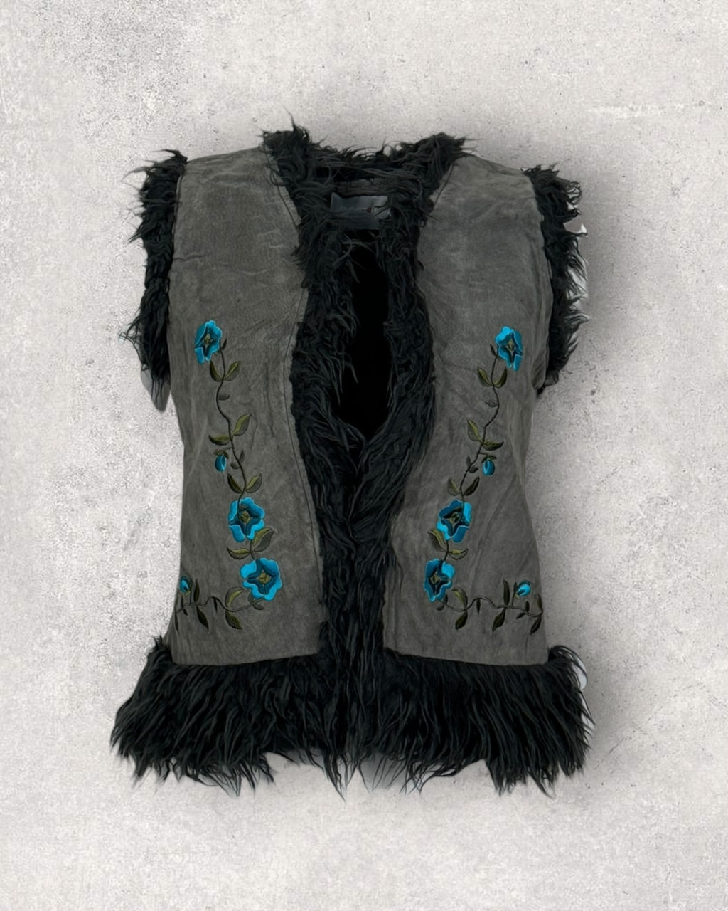 Grey Floral Suede Vest (S-L)