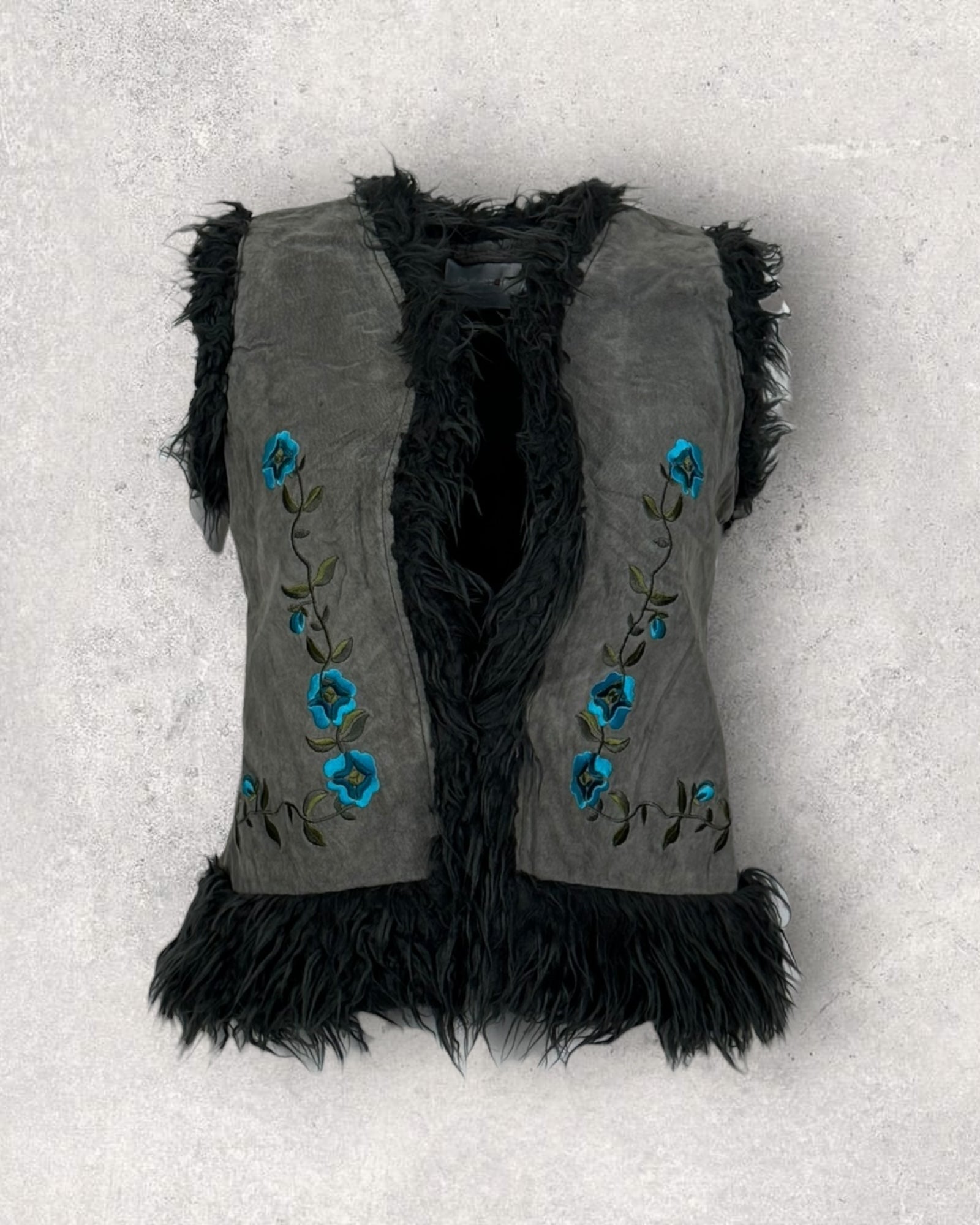 Grey Floral Suede Vest (S-L)