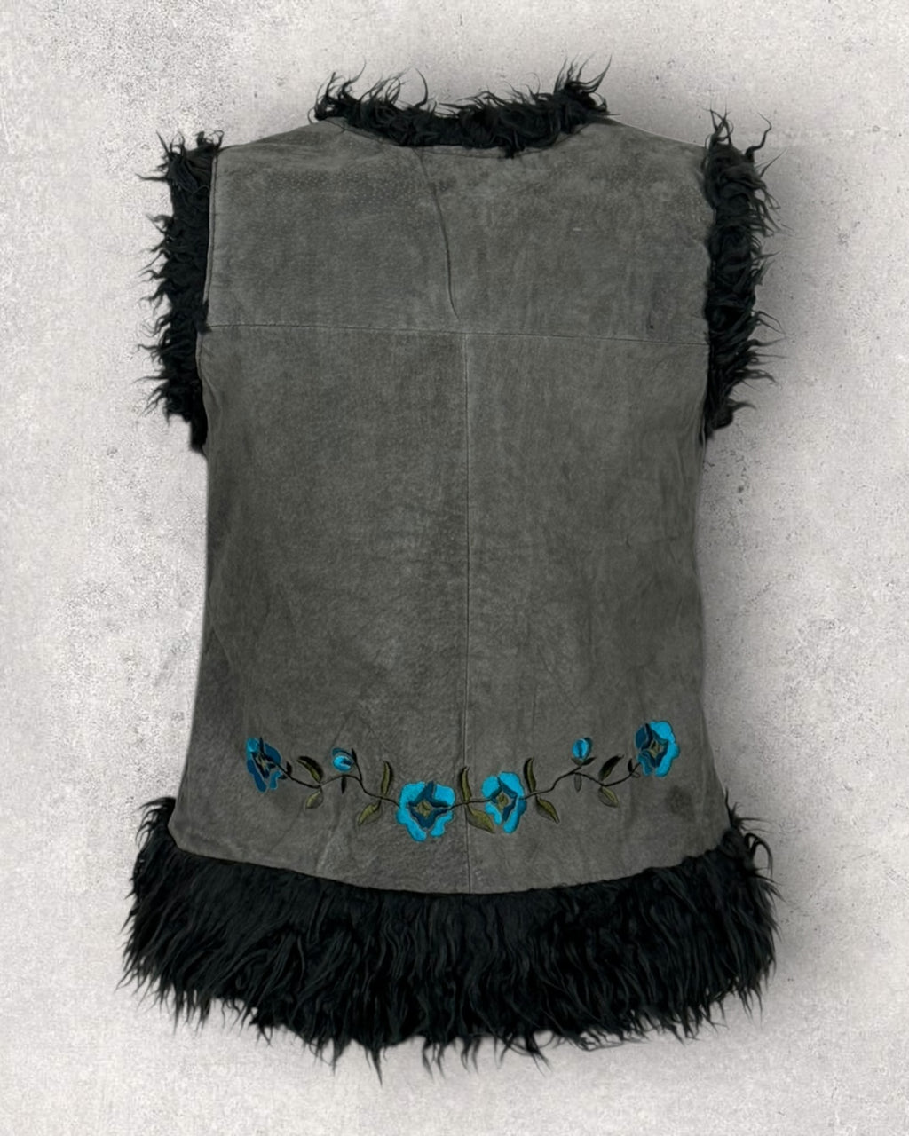 Grey Floral Suede Vest (S-L)