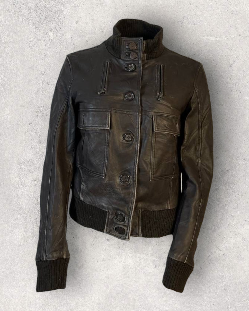 Retro Black Leather Jacket (S-M)