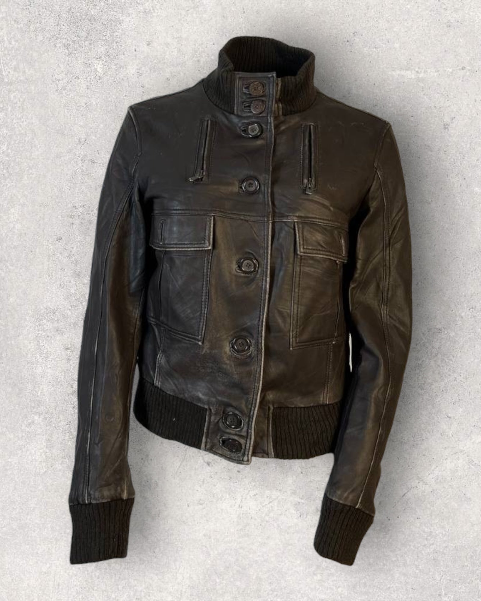 Retro Black Leather Jacket (S-M)