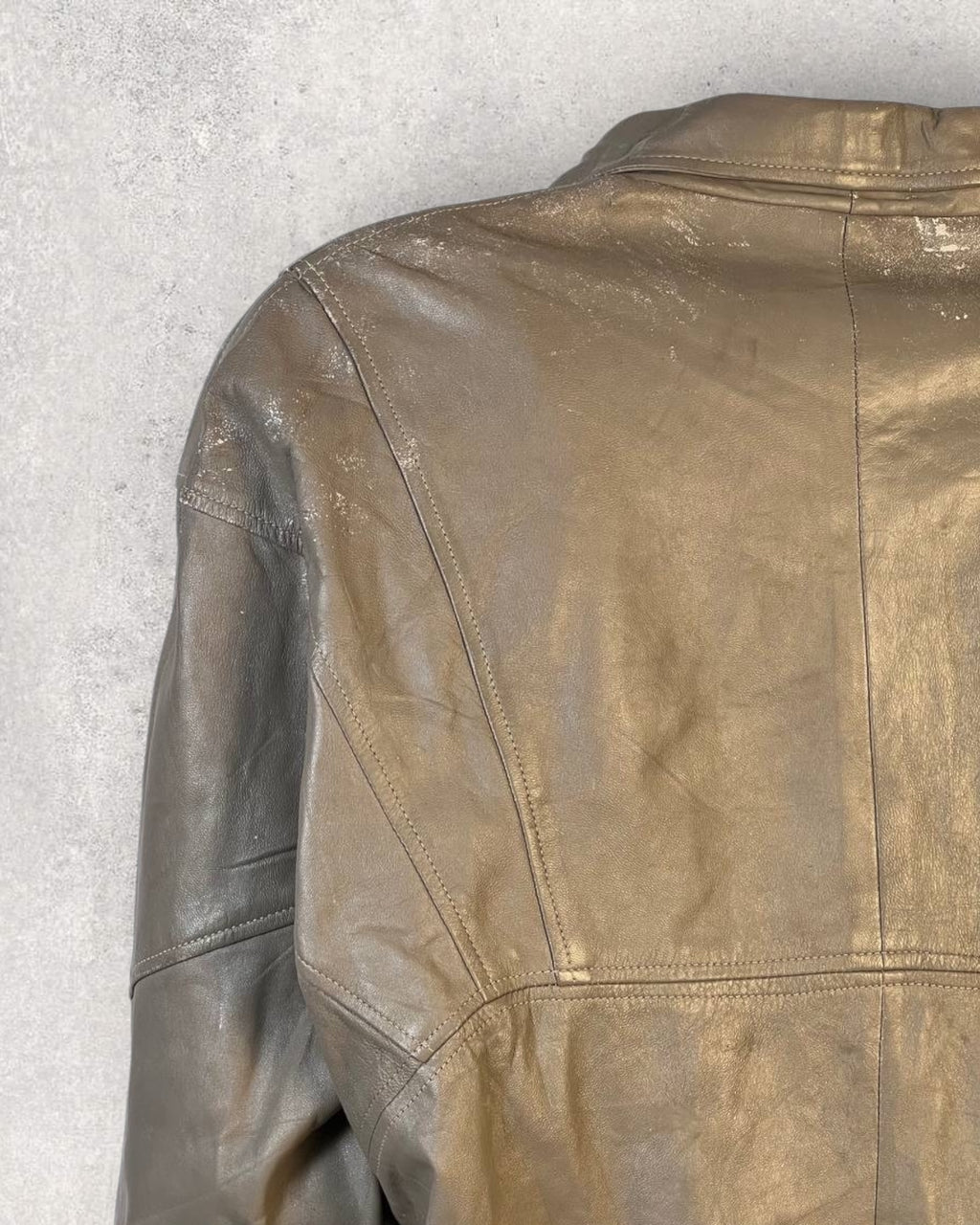 Olive Leather Coat (L-XL)