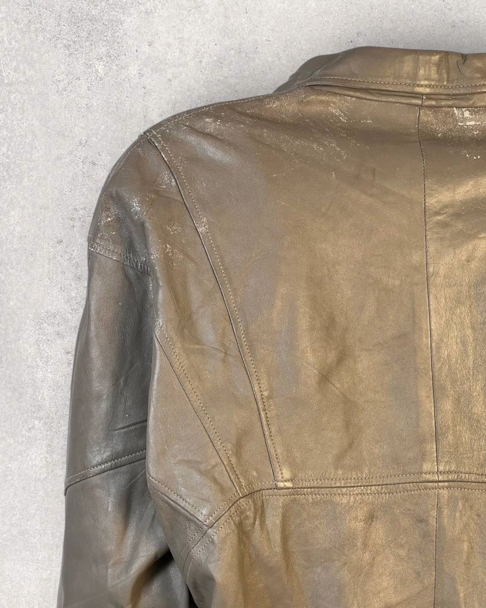 Olive Leather Coat (L-XL)