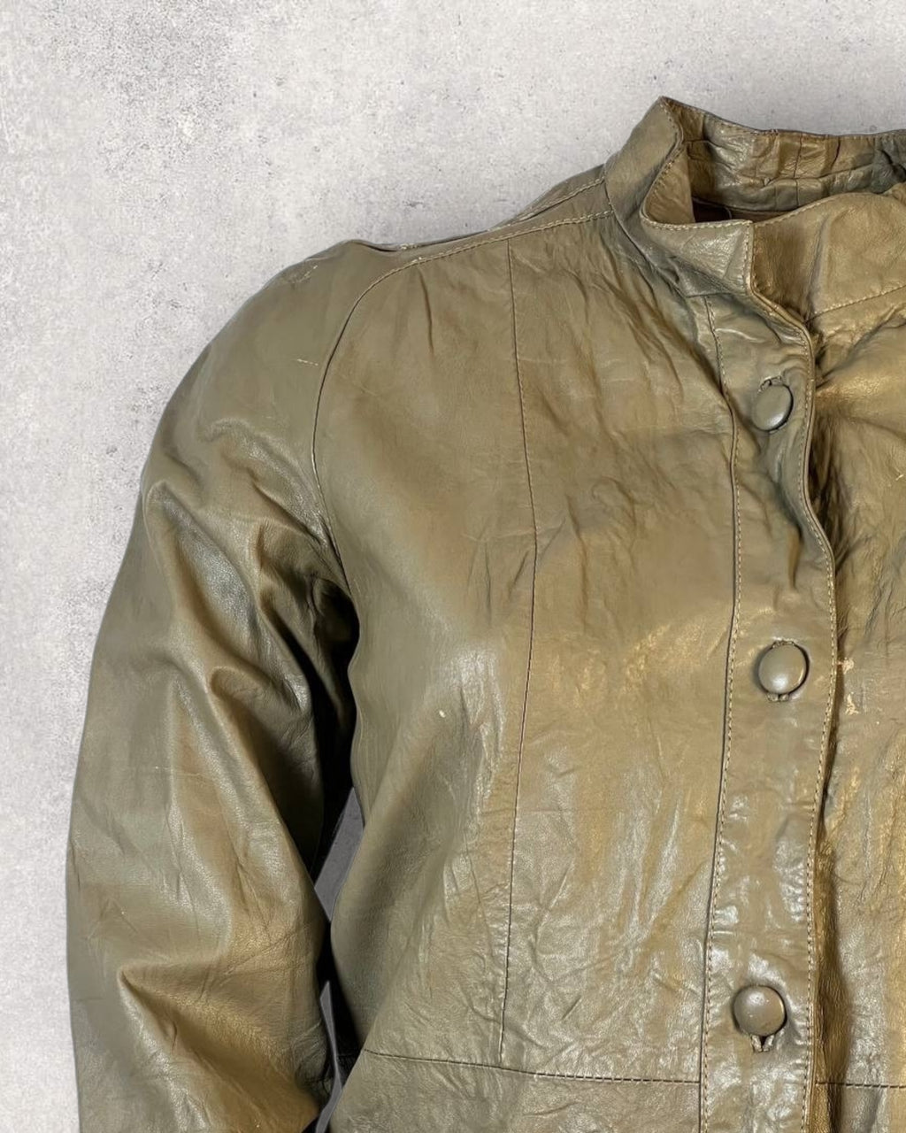 Olive Leather Jacket (XS-S)