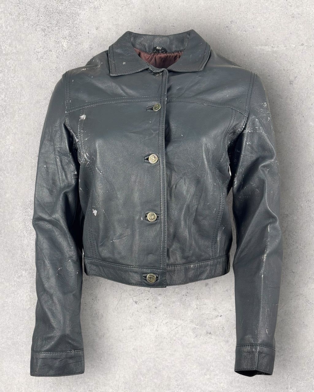 Storm Grey Leather Jacket (XS-S)