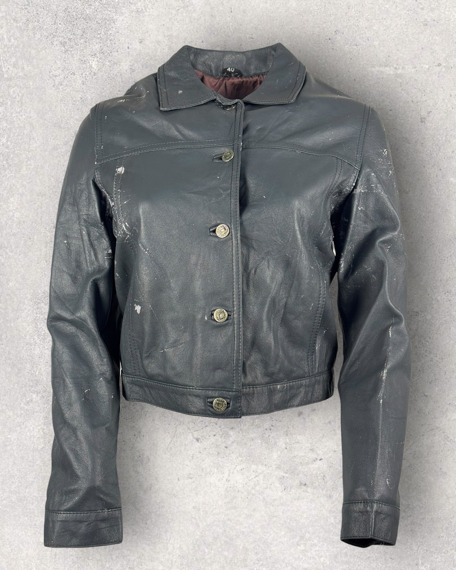 Storm Grey Leather Jacket (XS-S)