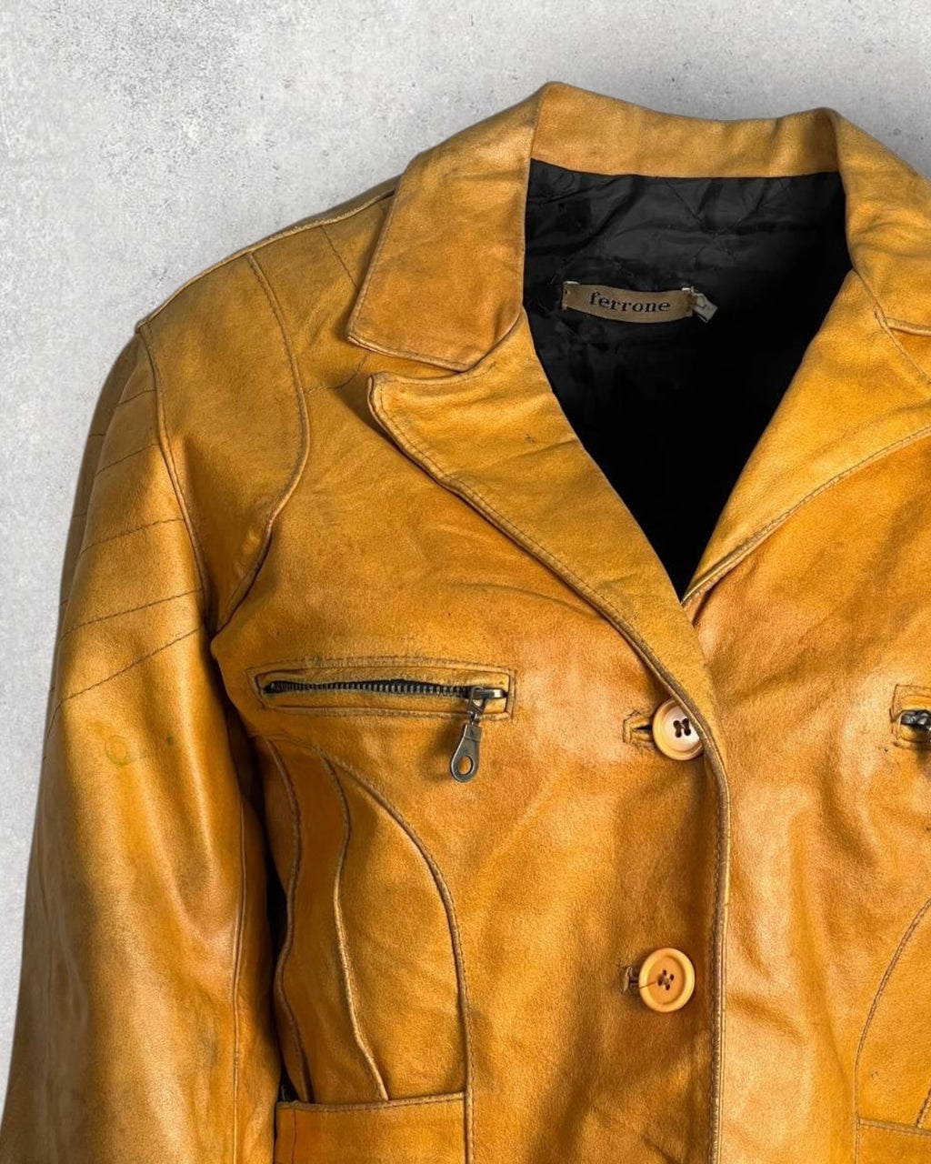 Ferrone Mustard Leather Jacket (S-M)