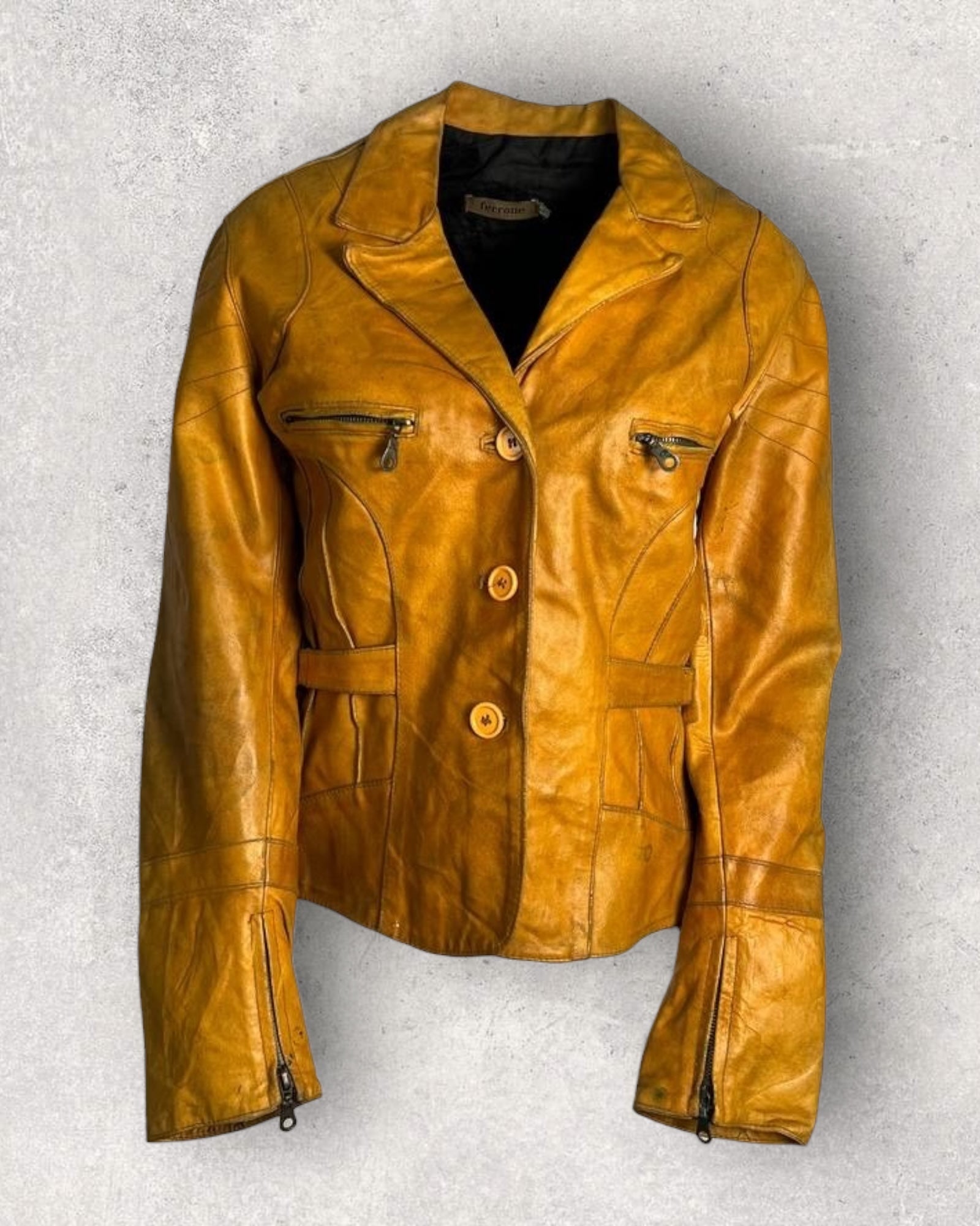 Ferrone Mustard Leather Jacket (S-M)