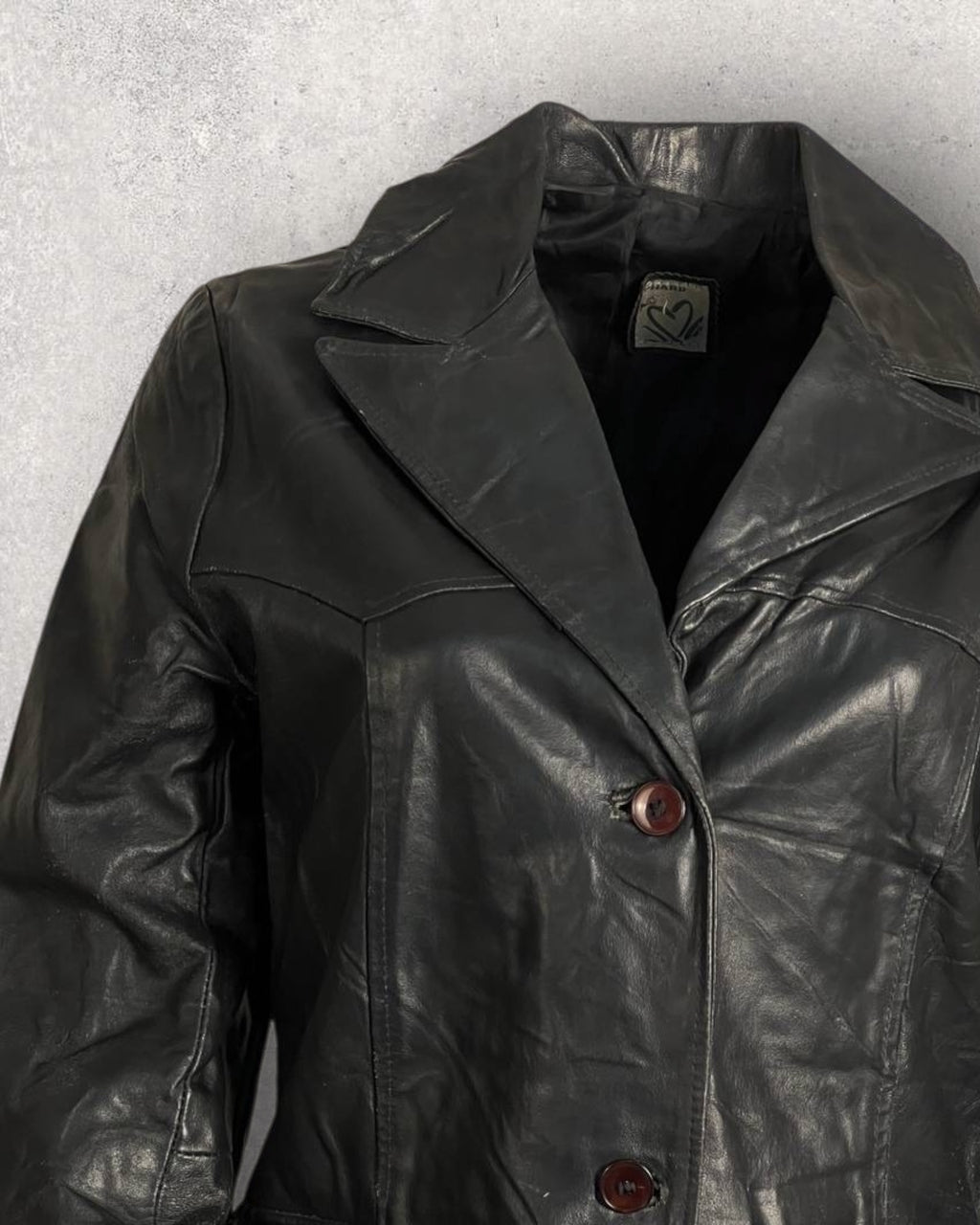 Rustic Black Leather Coat (S-M)