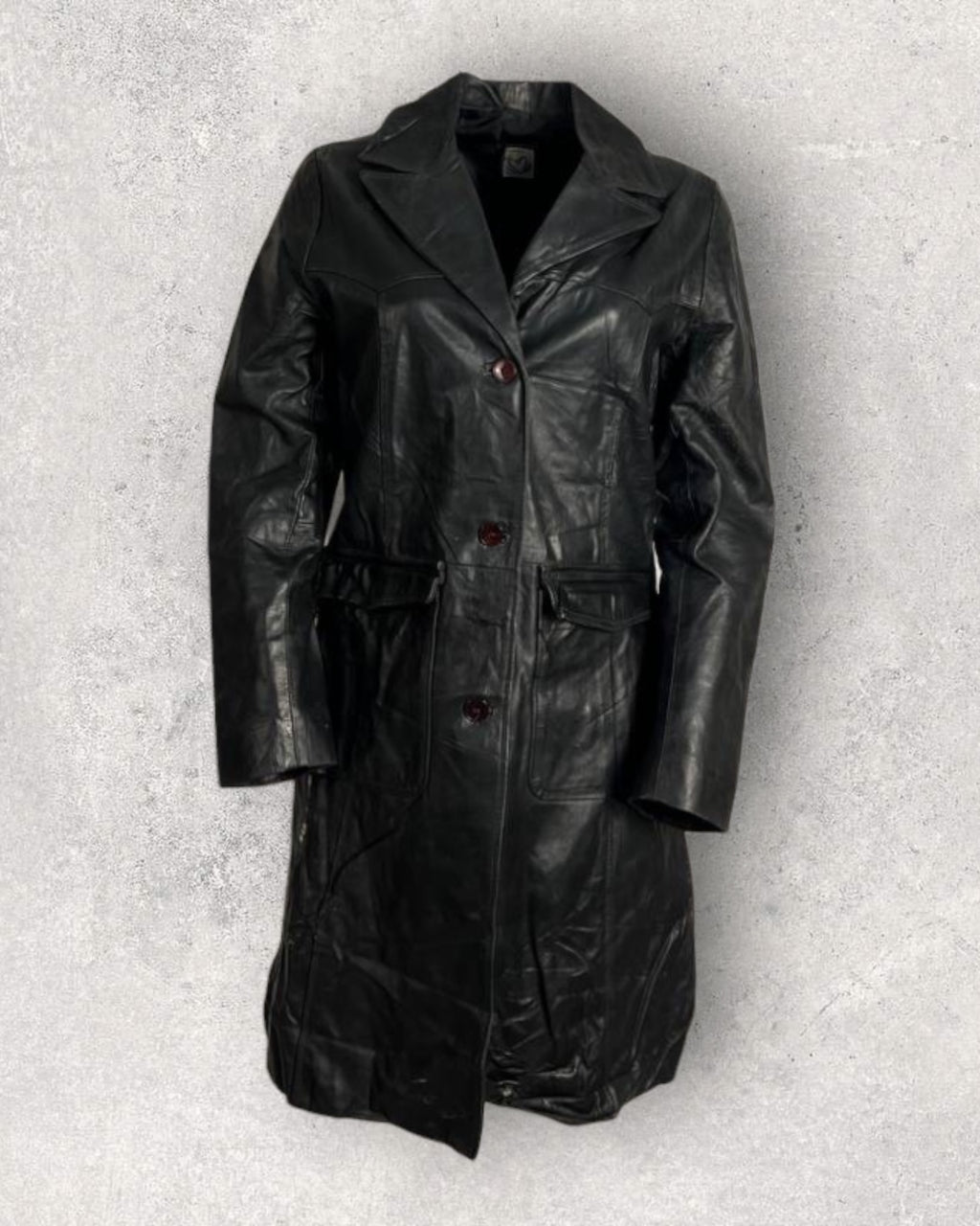 Rustic Black Leather Coat (S-M)